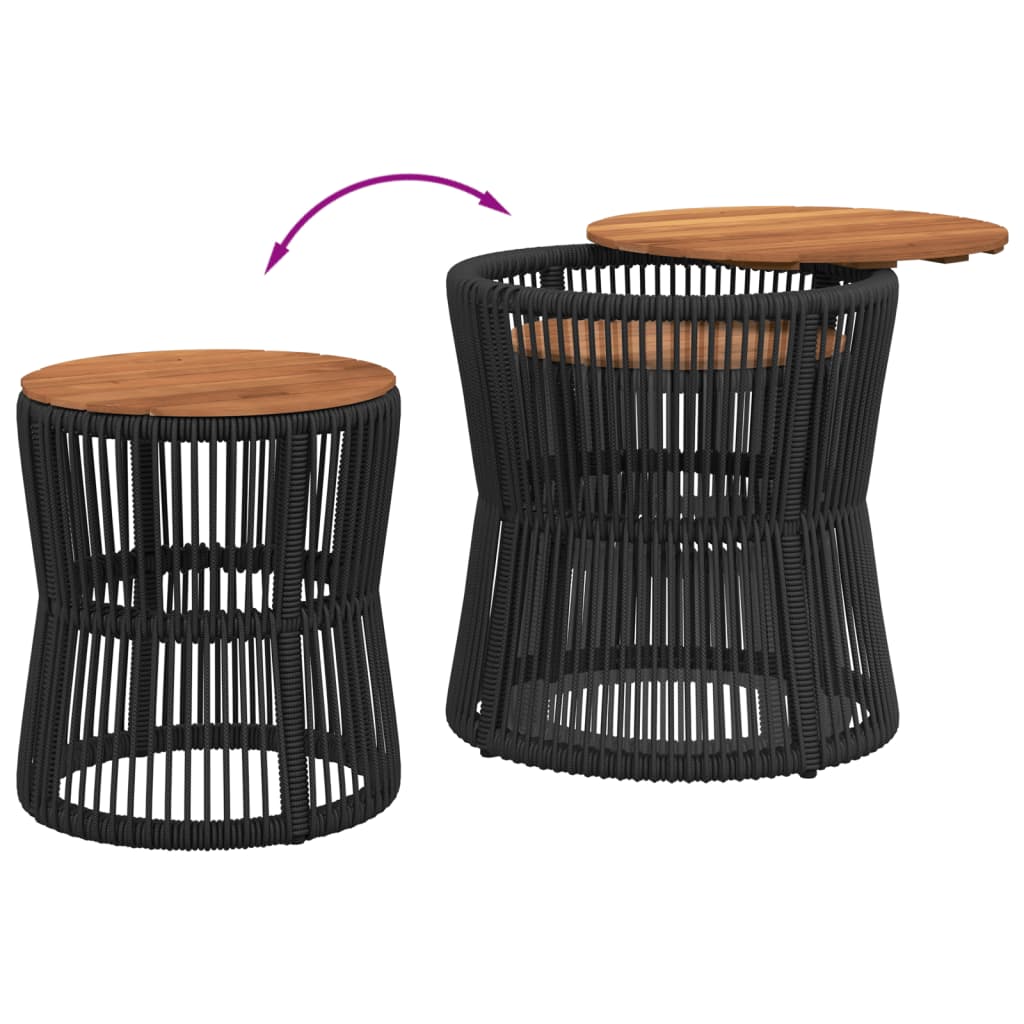 vidaXL Patio Side Tables 2 pcs with Wooden Top Beige Poly Rattan
