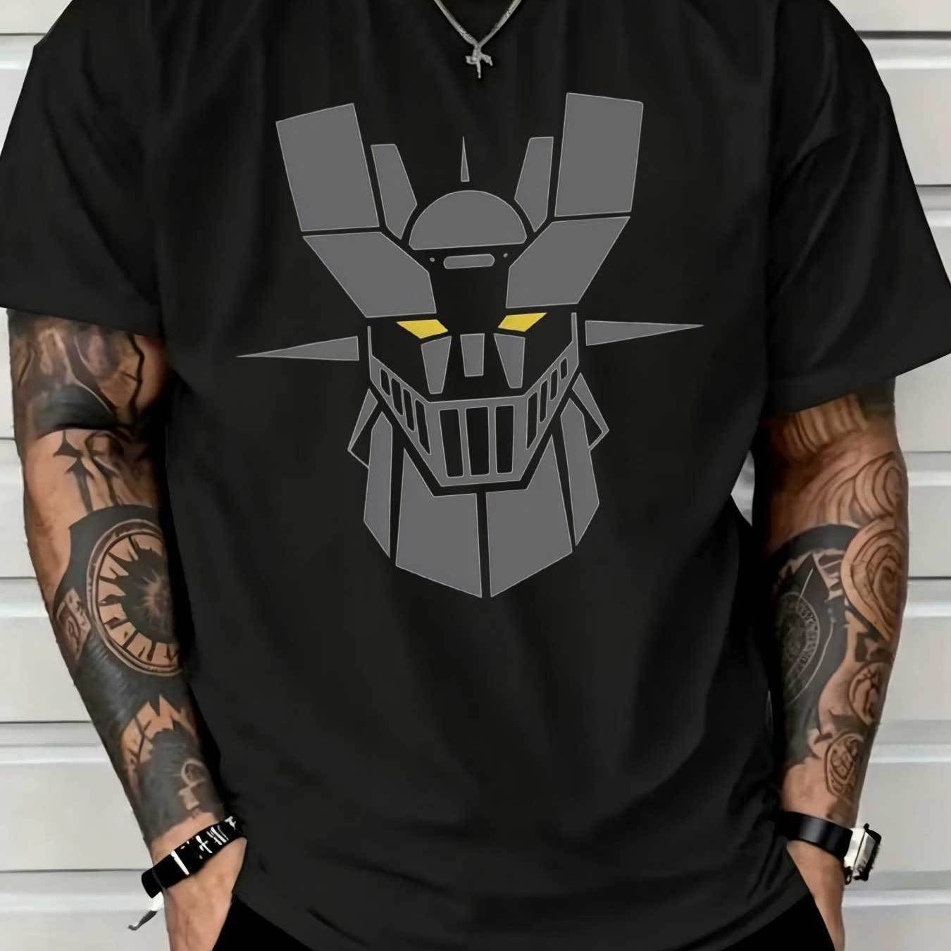 Men's Black Short Sleeve T-shirt With Z Graphic, Casual Anime Style Tee For Daily Wear