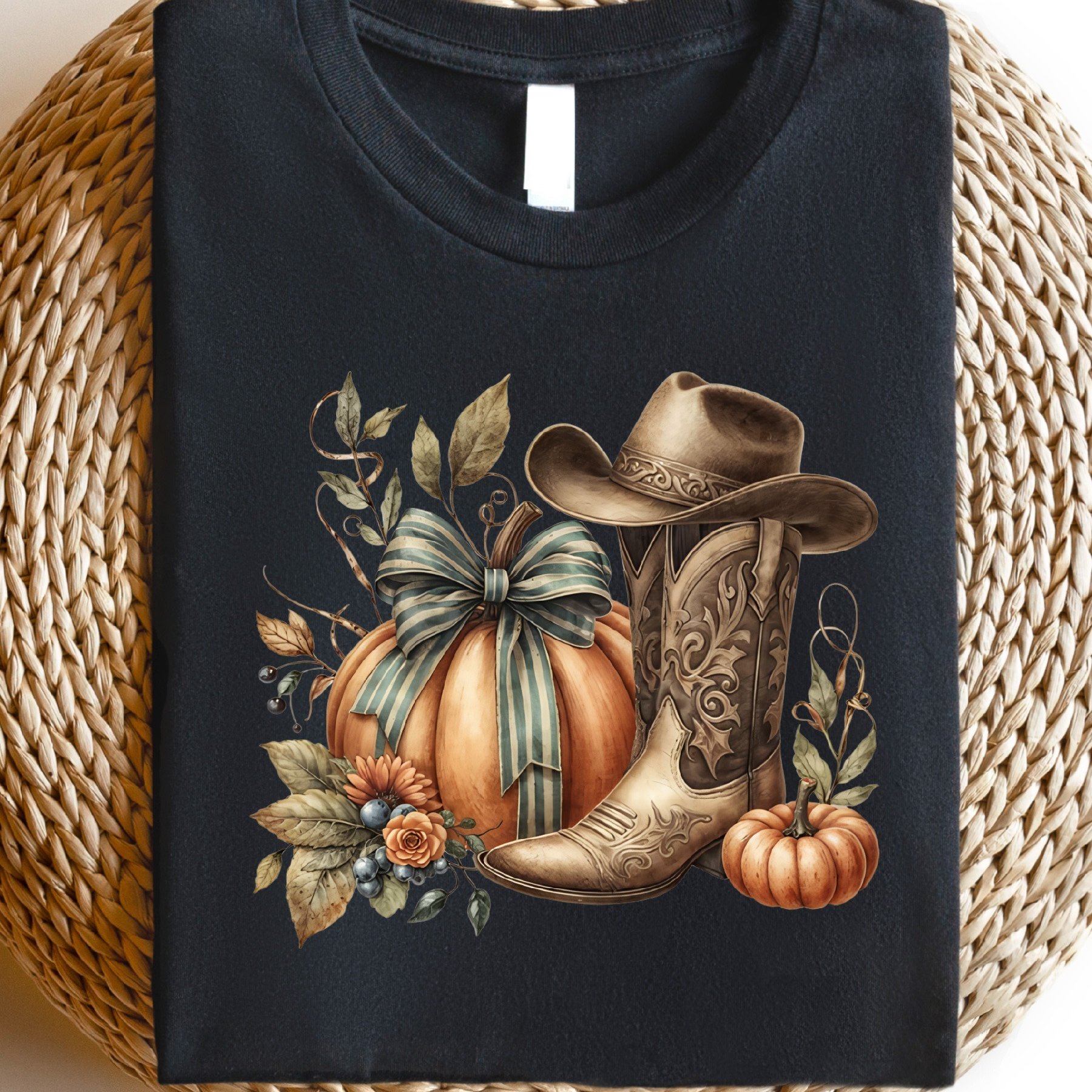 TEMU Tt91 Howdy Pumpkin Shirt, Western Fall Premium T-shirt, 200g Cotton Comfort Fall Women Tee, Pumpkin Graphic Shirts, High Quality Western Fall T-shirts 22658