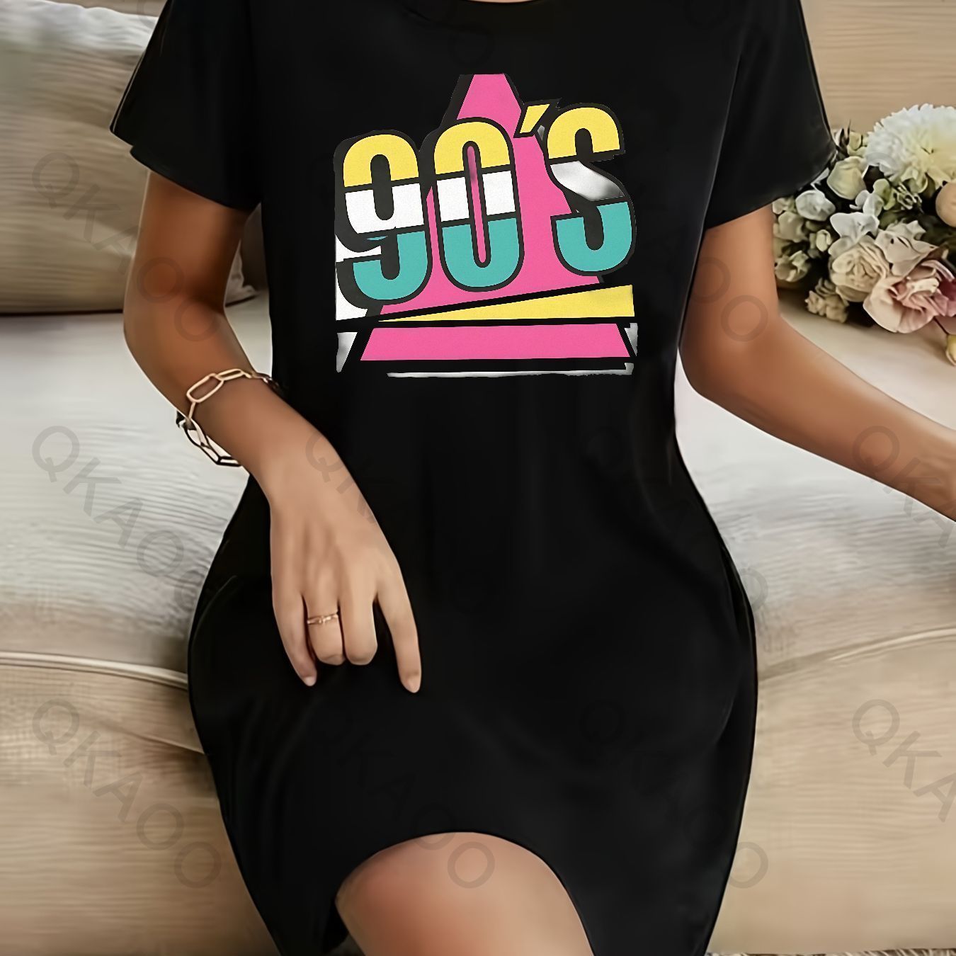 90s t shirt dress Light Blue Vintage Prom Dress – misaislestyle main image 0