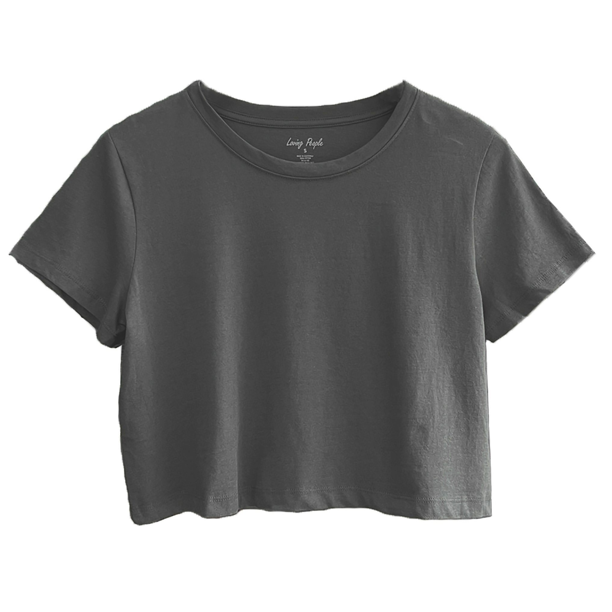 plain black cropped tee
