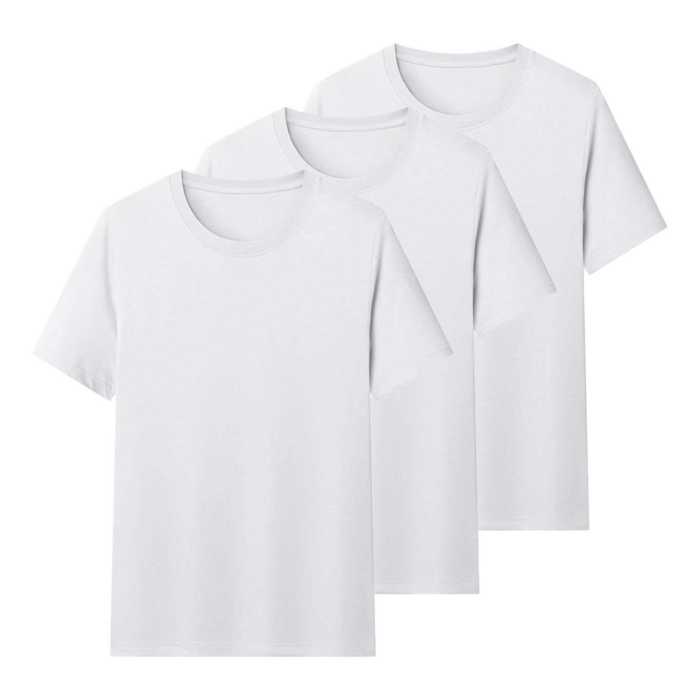 

3-pack White Men's T-shirts, Crew Neck, Suitable For Sports And , 100% Cotton