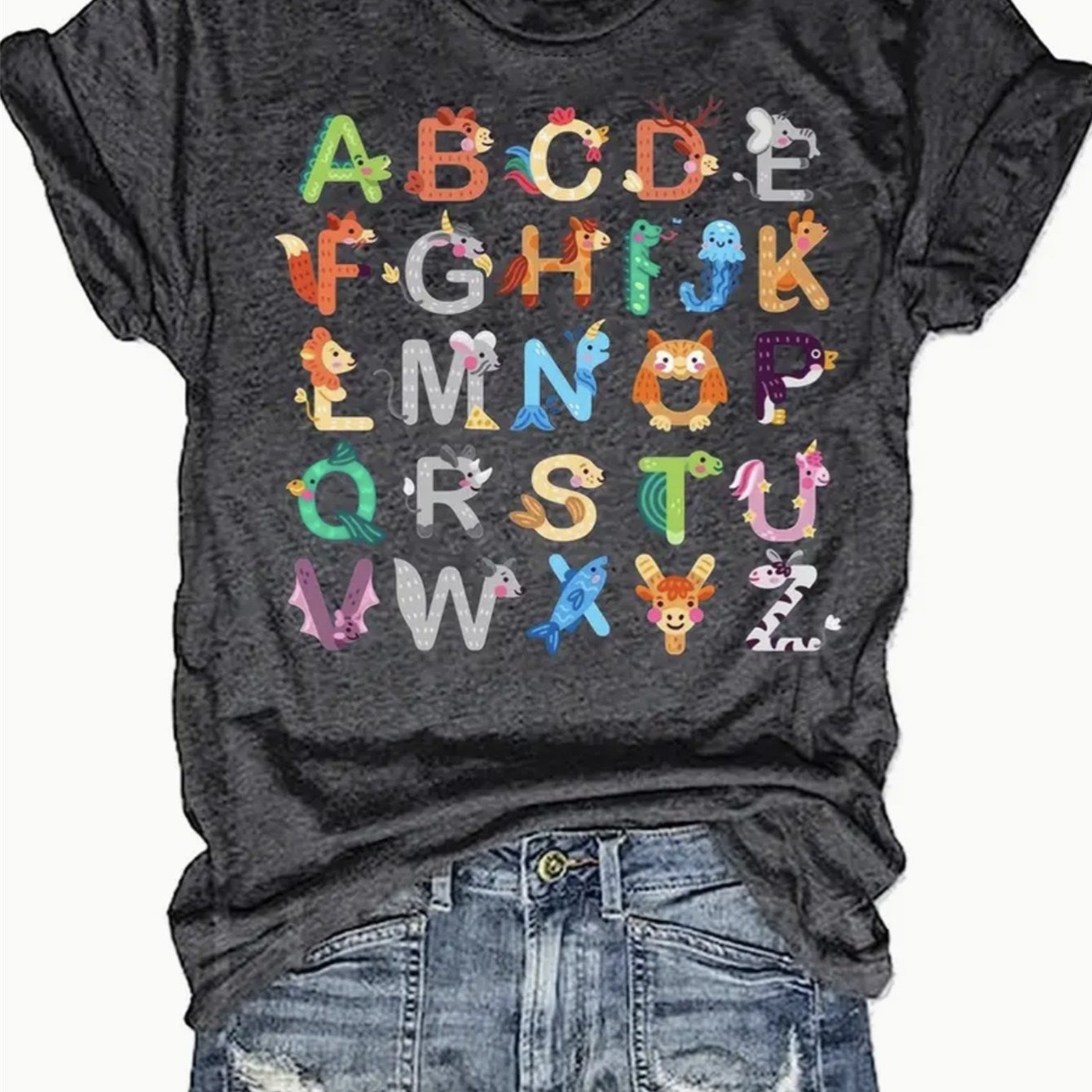 

Fashionable Womens Graphic Print T-shirt - Casual Short Sleeve Crew Neck Top - Lightweight & Breathable For Spring & Summer Wardrobe
