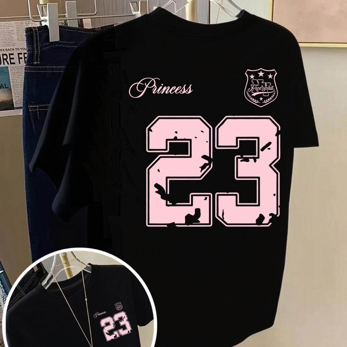 Front And Back Short-sleeve T-shirt - Princess, 23 Fashion Print - Women's Spring And Summer Trendy Printed T-shirt, A Stylish Item