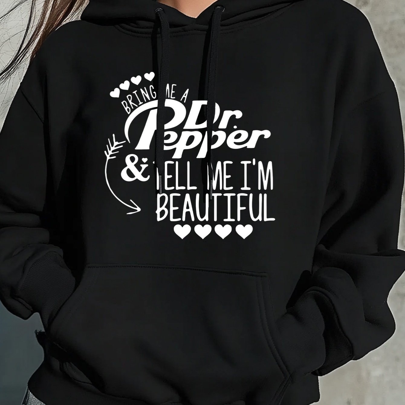 

Oversized Hoodie For Women Front Print Hooded Me A Dr Pepper Me Cotton Sweatshirt Kangaroo Lightweight Trendy For Autumn Winter Casual Sweatshirt