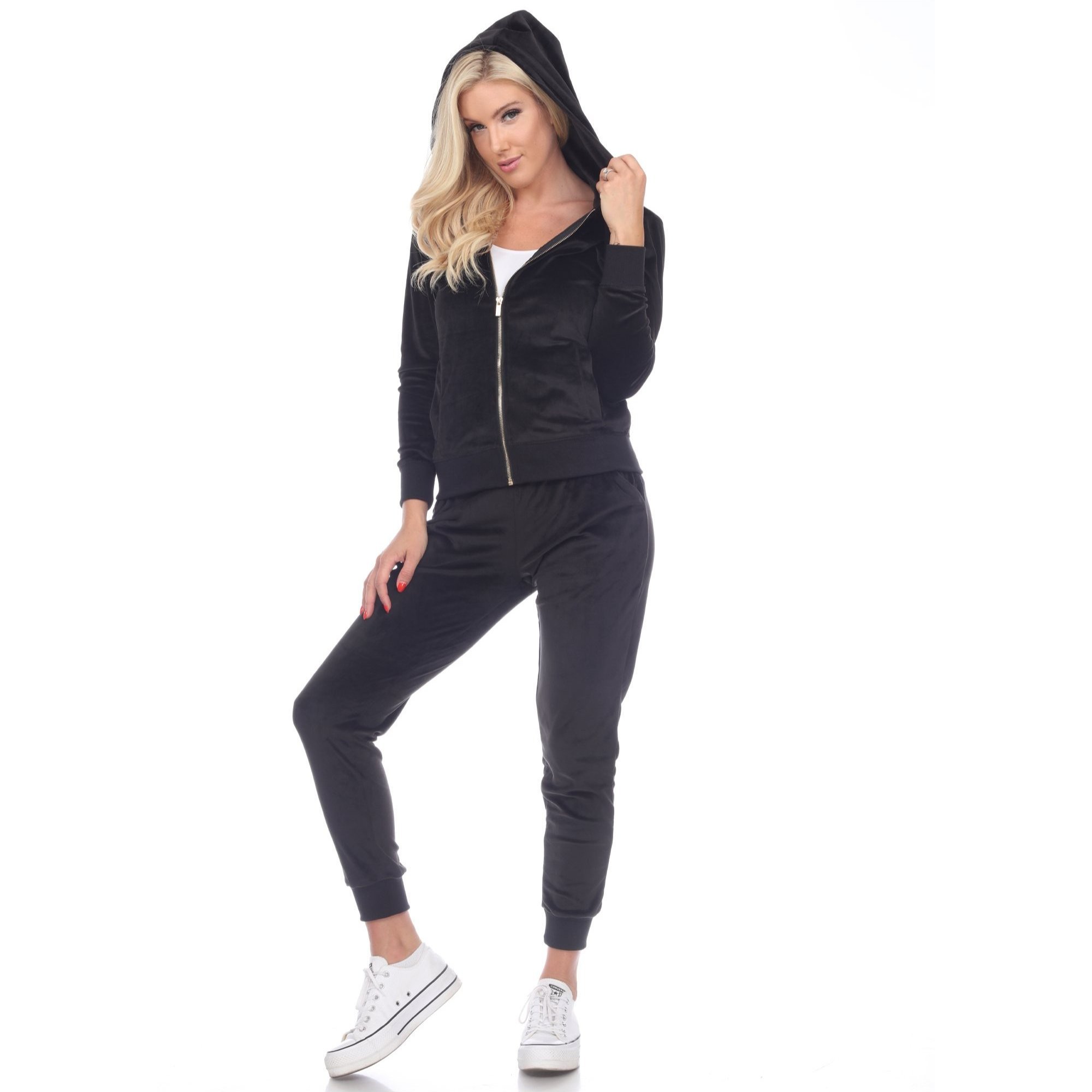 

Velour 2-piece Women's Bundle Set Zip Up Long Sleeve Hoodie Hooded Tracksuit With Pockets Pants Soft Sweatshirt And Jogger Track Suit Sweatsuits