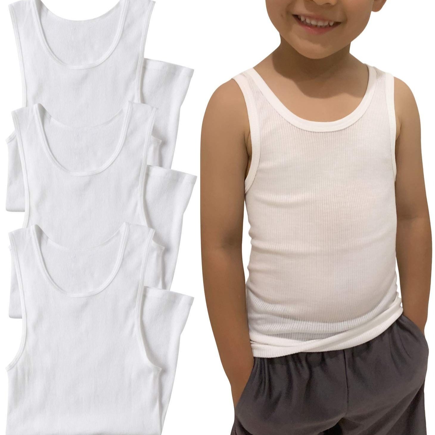 TEMU Boy' Of White Cotton Blend A-shirts