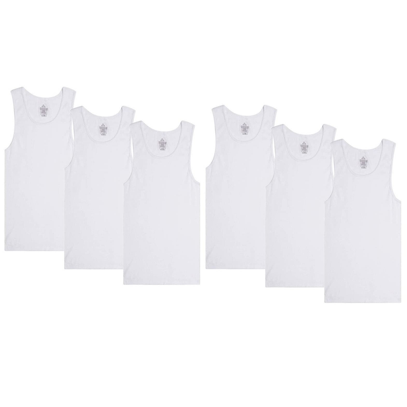 

6 Pack Men's 100% Cotton Wife Beater A-shirts Undershirt Plain Ribbed Tank Top