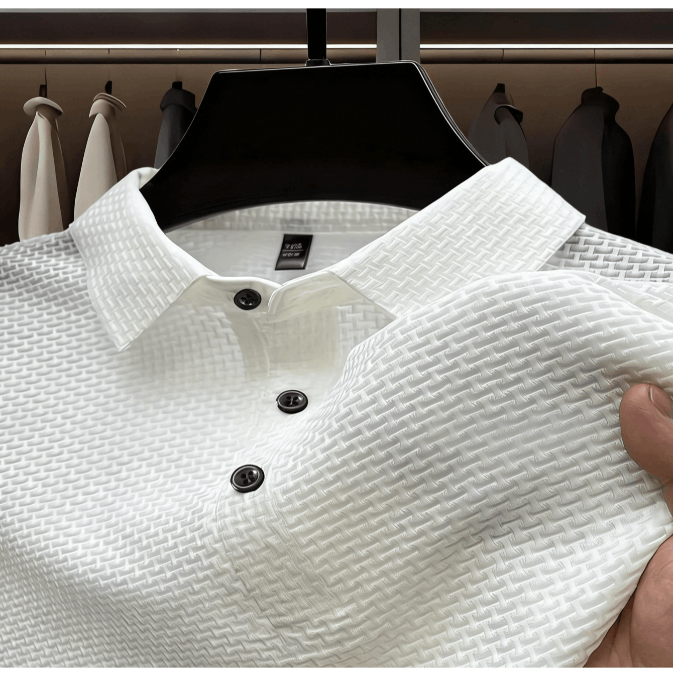 TEMU Men's Shirt Sports Casual Short Sleeve Top T-shirt Classic Lapel With Button Details Slight Wrinkle Effect Shirt For Daily Casual Wear