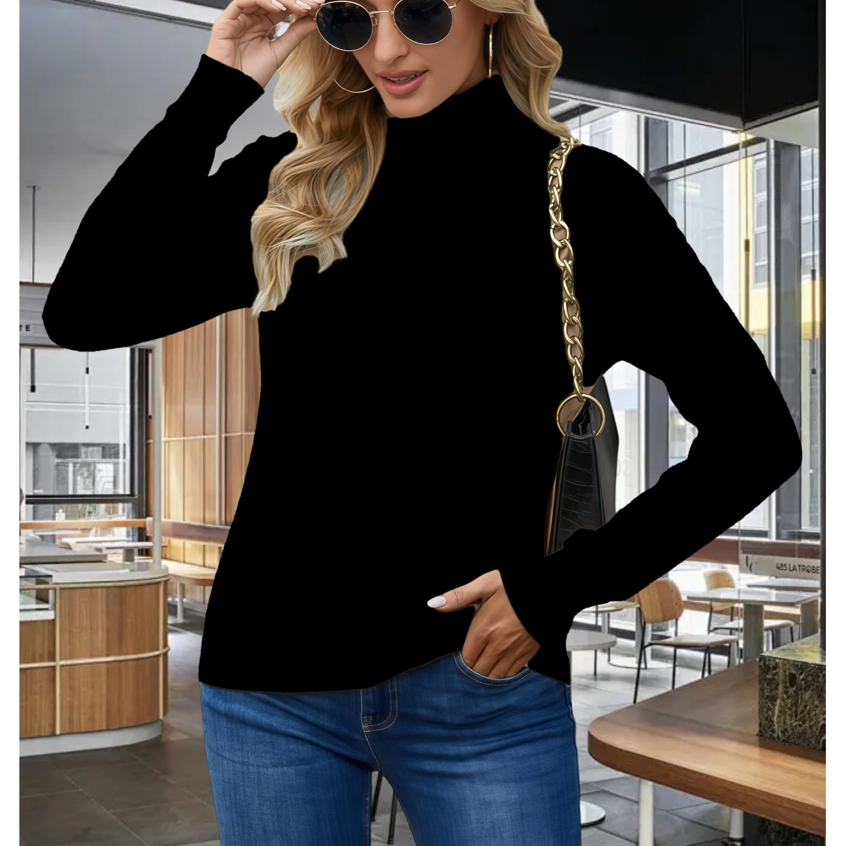 

Women' Oversized Turtleneck Sweaters High Neck Long Sleeve Knit Sweaters Pullover Tops