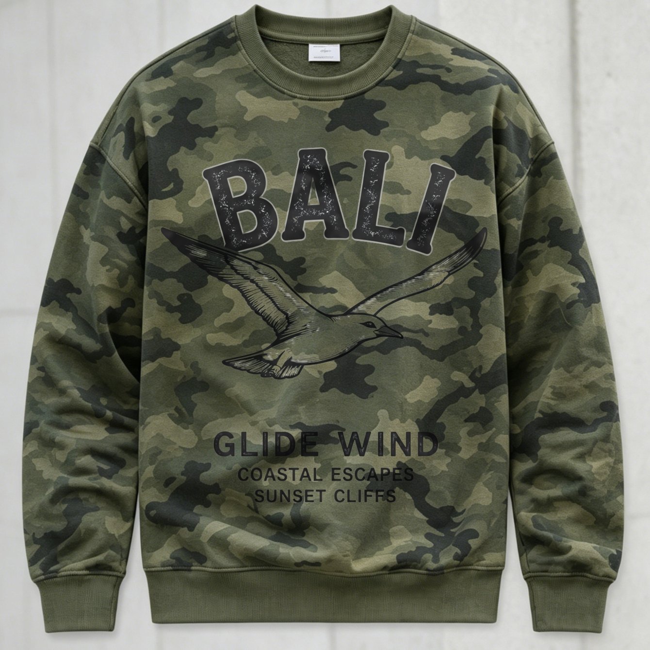 TEMU Cotton Casual Men's Sweater, Bali Glide Wind Coastal Sunset Graphic, Autumn Winter Daily Wear, Gift For Boyfriend Husband Son