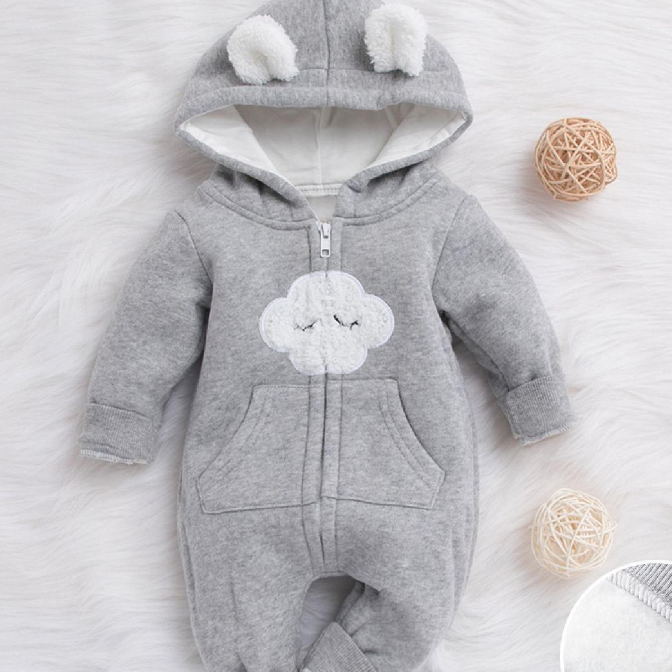 TEMU Baby Boy/girl Clothes Fleece-lining Zipper Jumpsuit