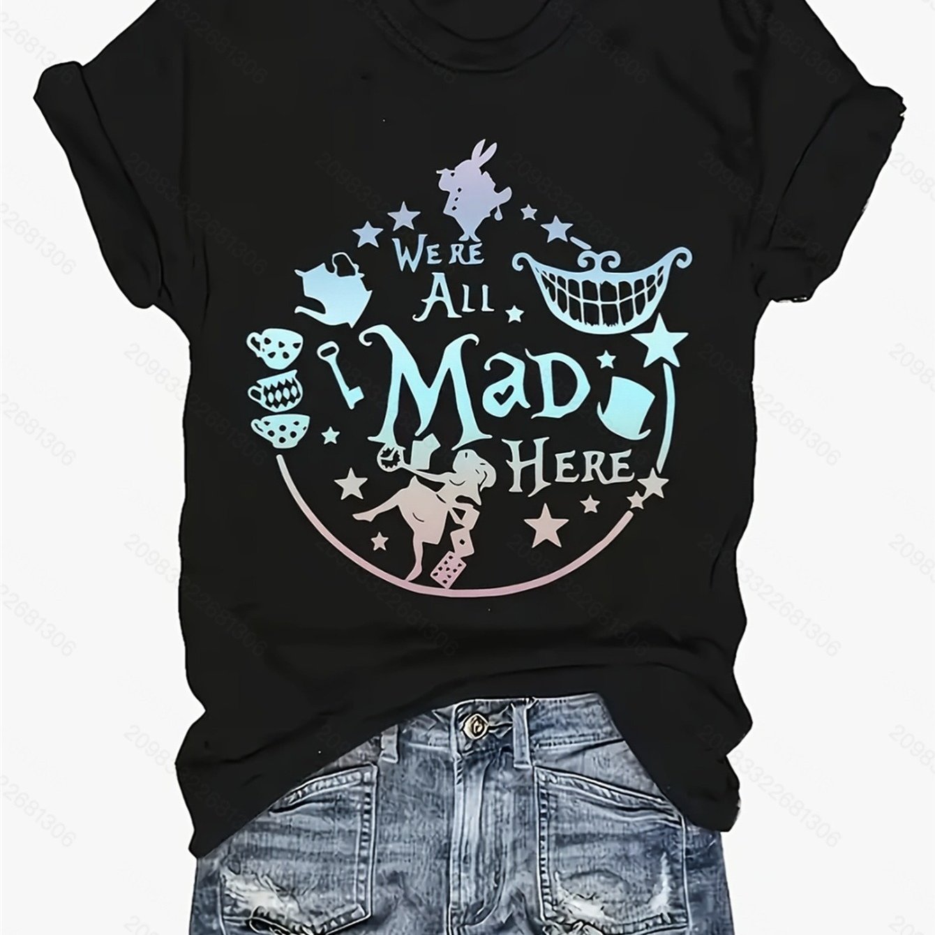 

Fashionable Womens Graphic Print T-shirt - Casual Short Sleeve Crew Neck Top - Lightweight & Breathable For Spring & Summer Wardrobe