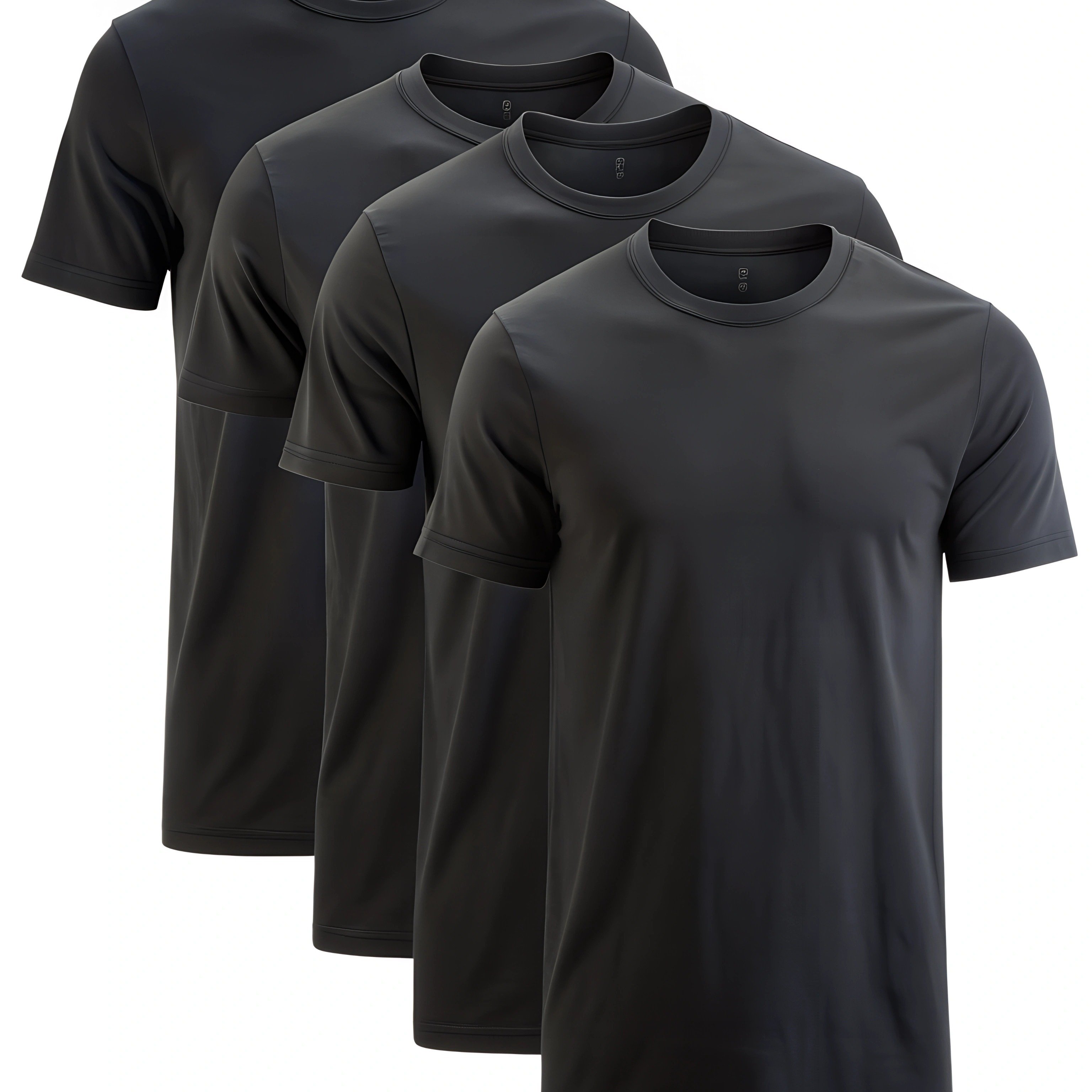 

4 Size Solid Color T-shirts, Men's Casual Comfy Breathable Short Sleeve Tees, Men's Clothing For Summer Outdoors