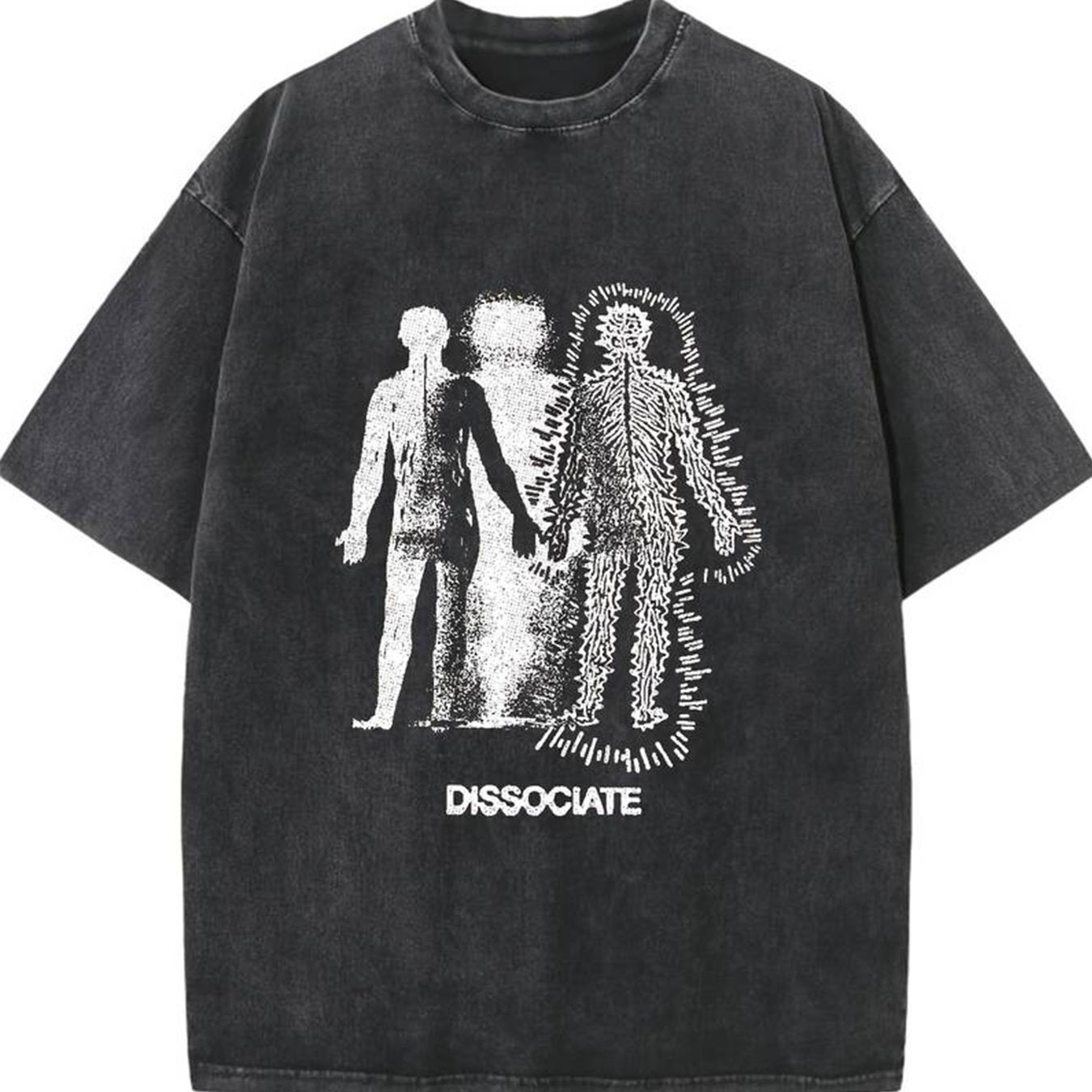 

Dissociate Over-sized Cotton Solid Drop Shoulder T Shirts For Men Vintage Street-wear Basic Tees Baggy Hip Hop Unisex Tops T-shirt