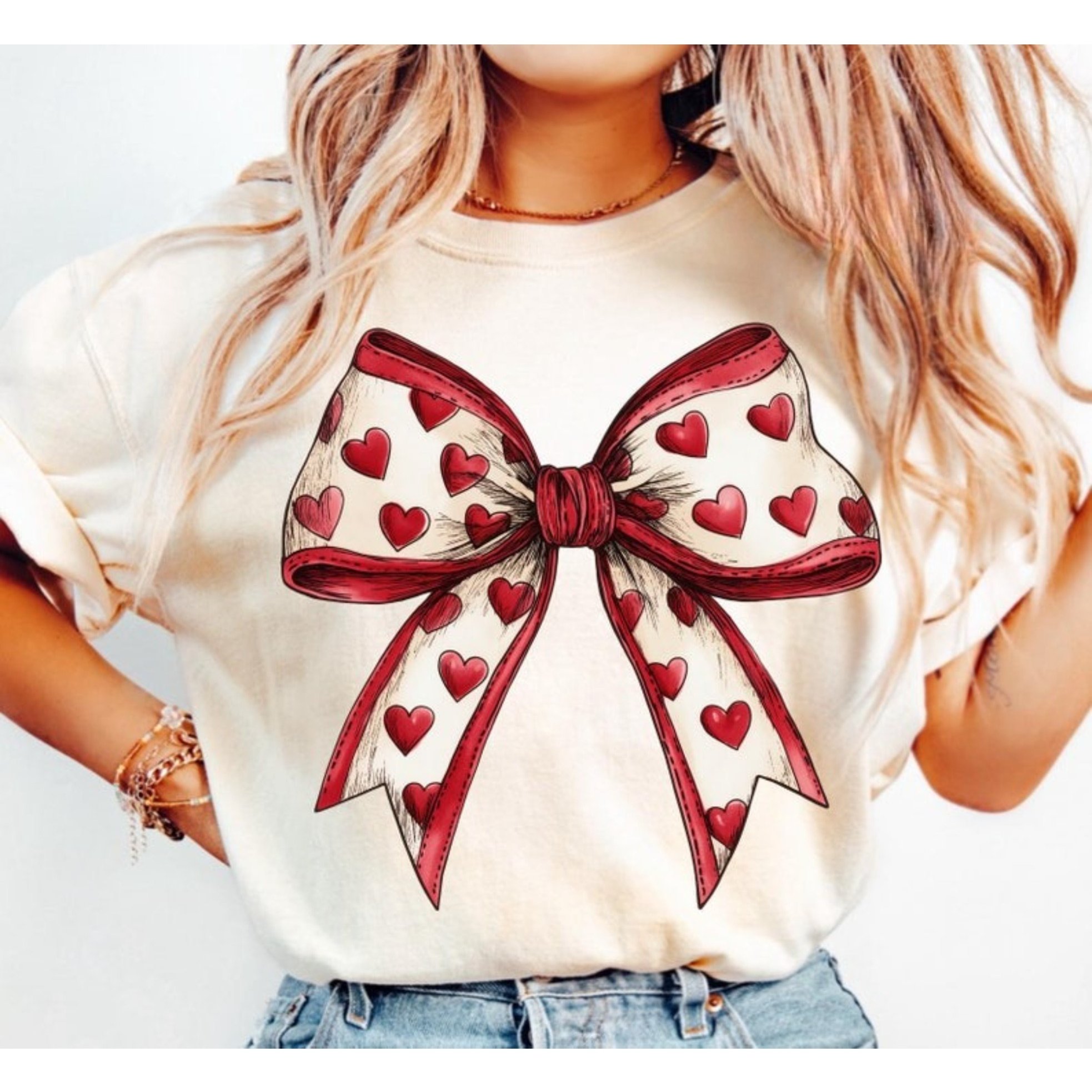 TEMU Valentine's Day Bo Print T-shirt For Women - 100, Short Sleeve Crew Neck Casual Top, Perfect For Spring & Su