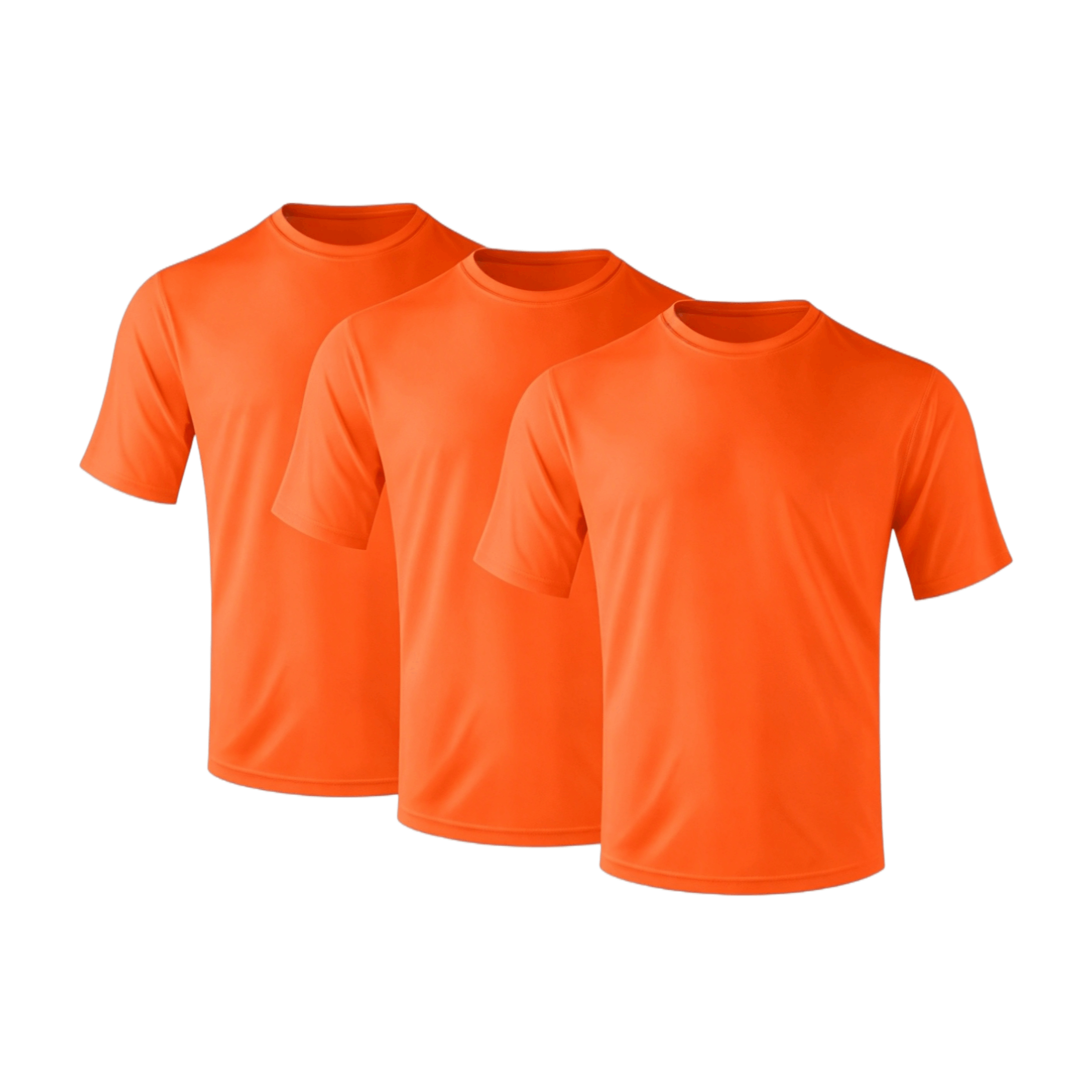 Men's Quick Dry Short Sleeve Crew Neck T-shirt Breathable Moisture-wicking Fitness Sports Shirt，3-pack, Neon Orange.not For Screen Prints