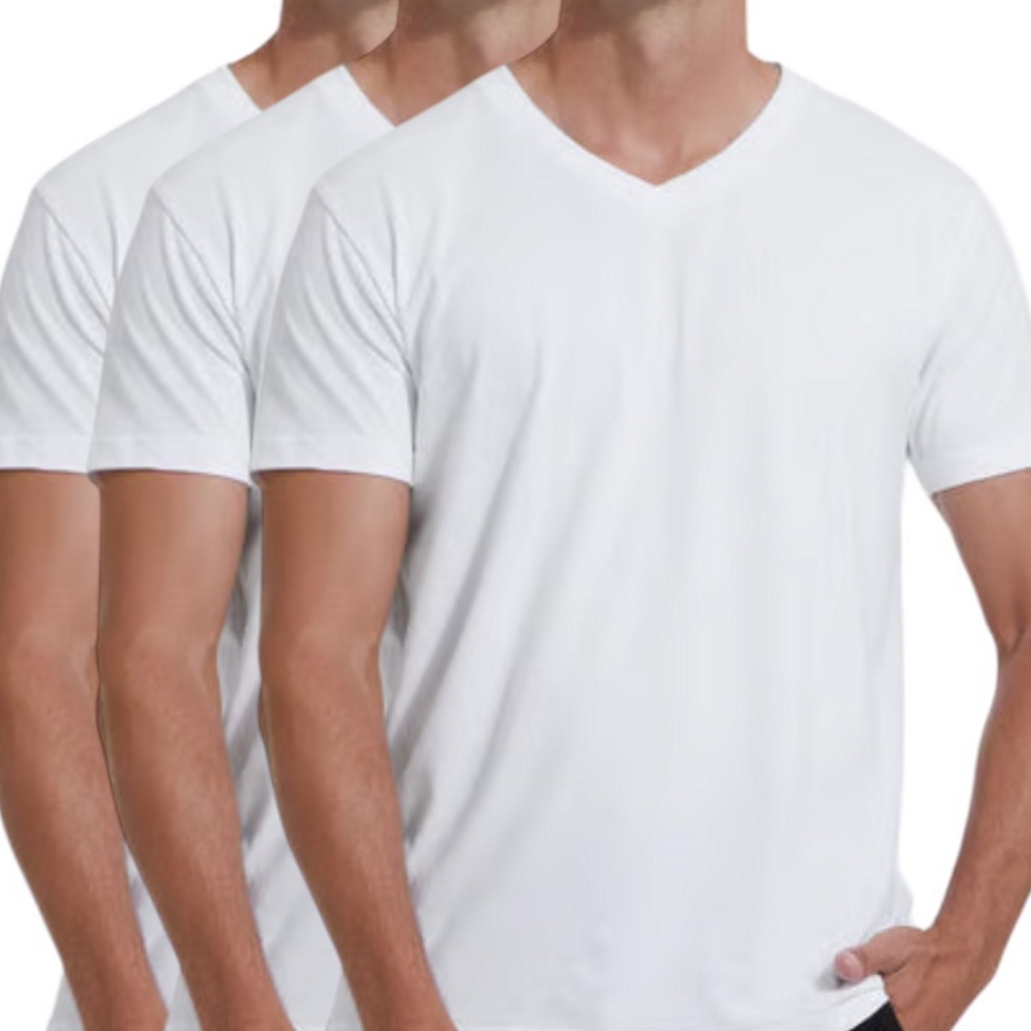 

Men's Pack Of 3 Classic White Cotton Crew Or V-neck T-shirts
