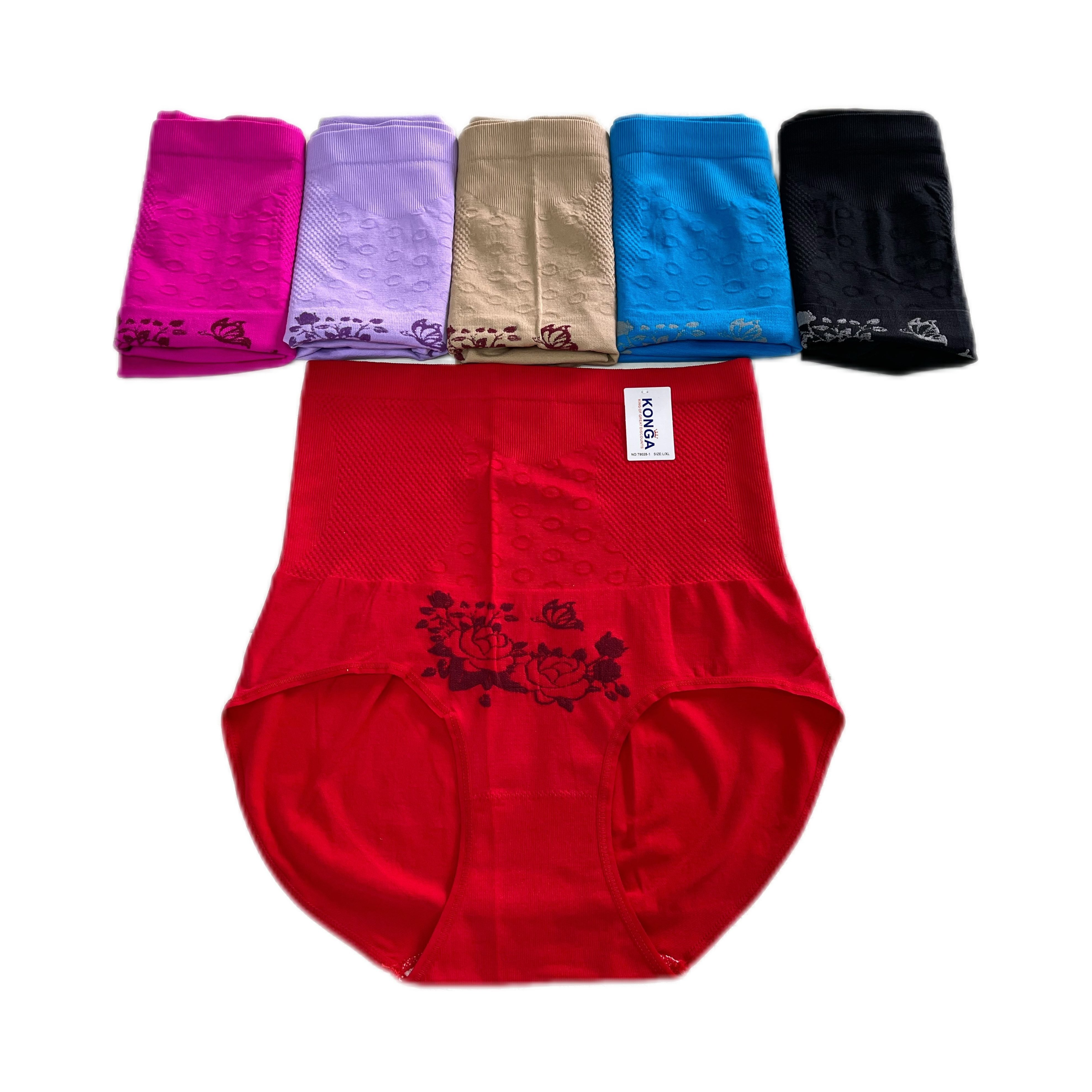 TEMU Women's 6-pack Random Color Seamless Floral High Waist Briefs
