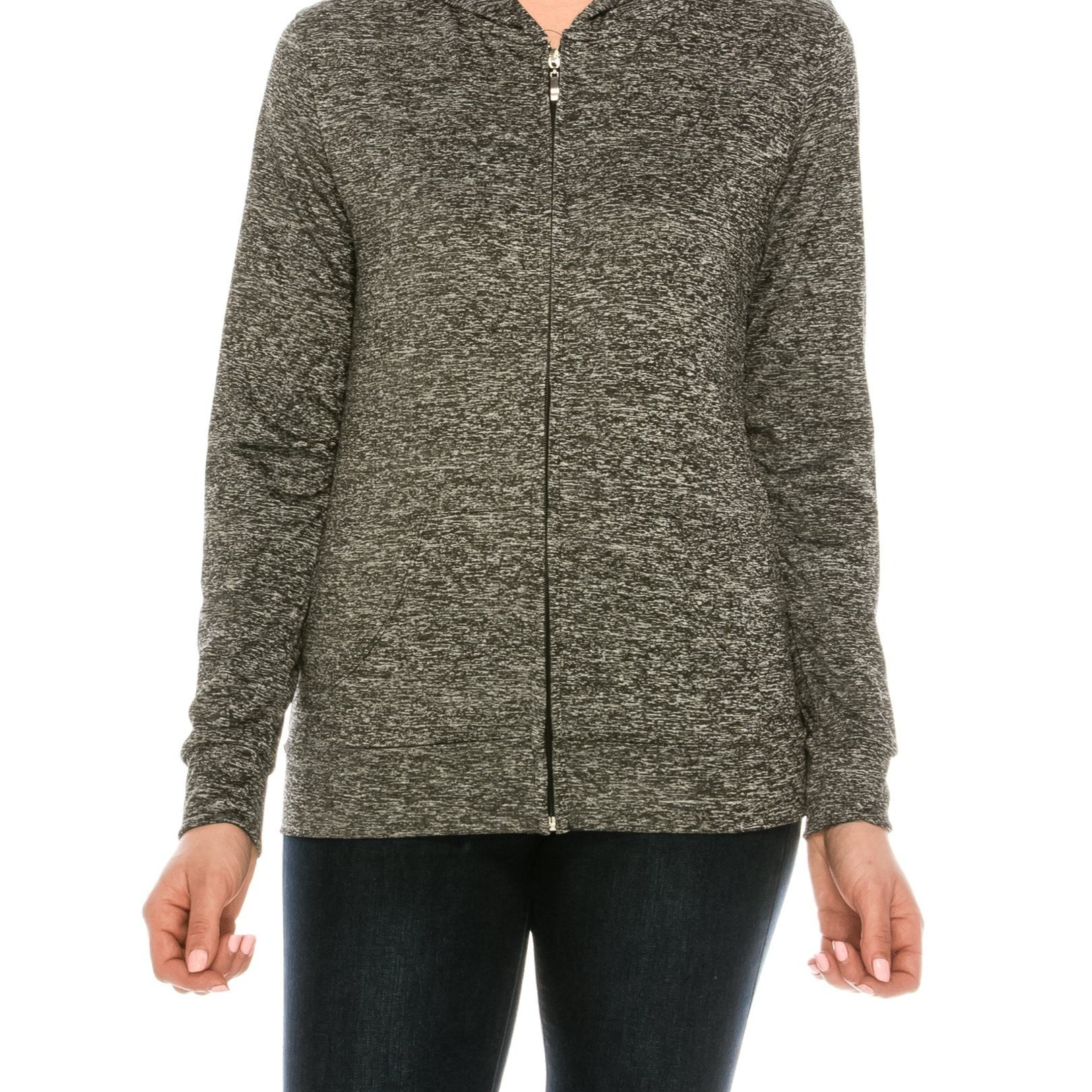 Women's Full Zip Hoodie - Lightweight Jacket Active Sweater Hooded Sweatshirt Slim Fitting Yoga Activewear