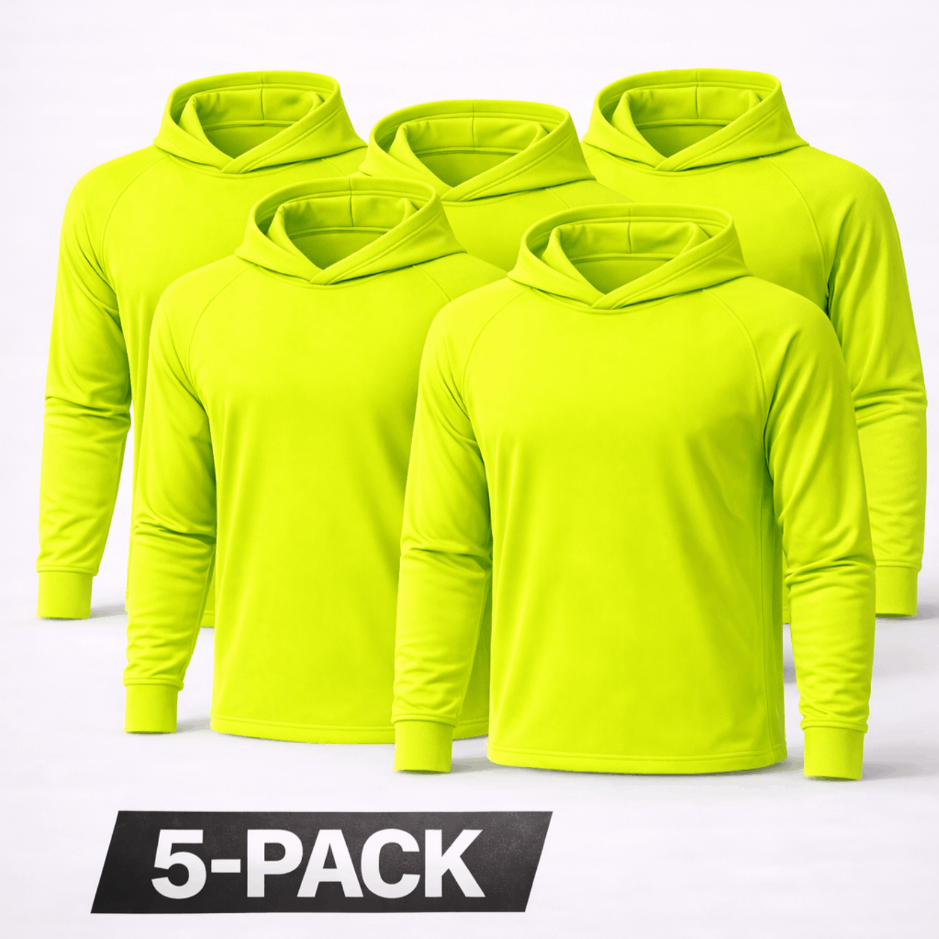 TEMU 5 Pack Men&rsquo;s Long Sleeve Hooded Shirts, Quick Dry Sun Protection Tops For Outdoor Work Fishing Hiking
