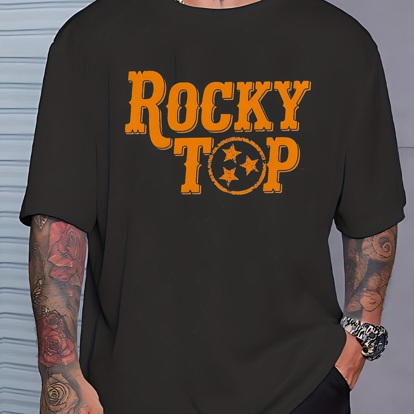 Men's Retro Graphic T-shirt - Vintage Tennessee State Outline & Top Lettering Design, With Orange Print, Short Sleeve Round Neck Fit, Versatile Top For Casual Attire & Tennessee-themed Events