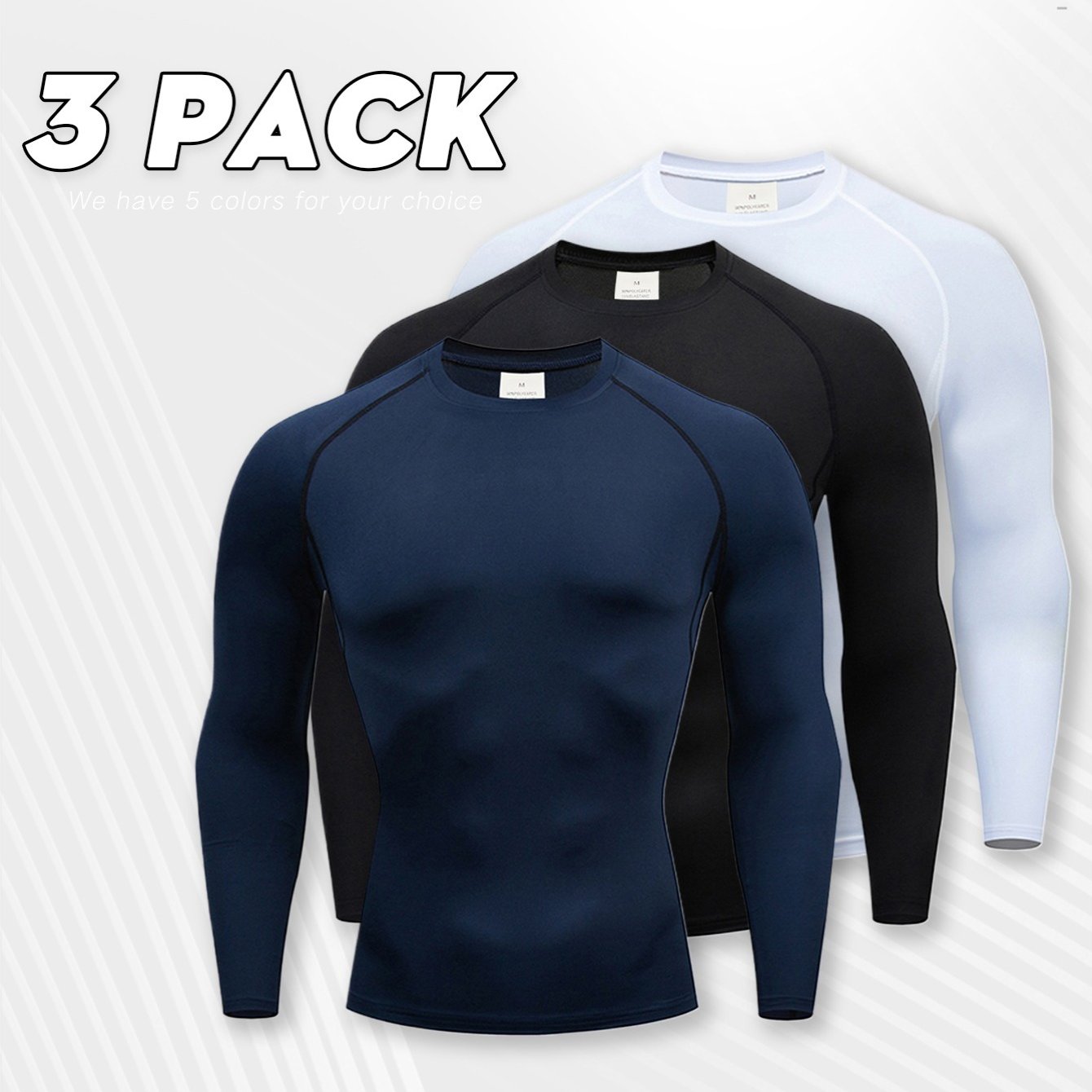 

3 Dry Long Sleeve T-shirts For Men, Gym, , , Tight Athletic