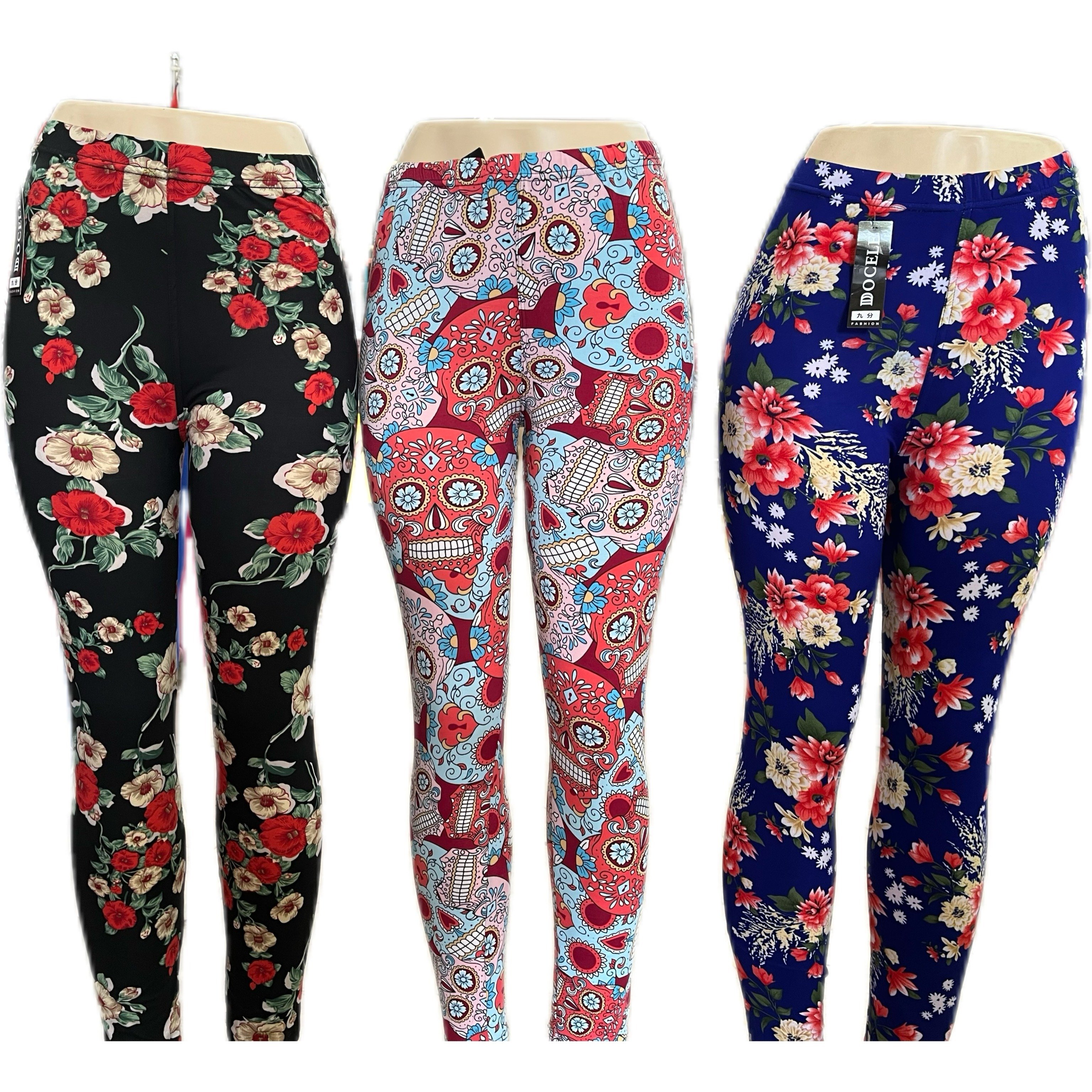 

918 3 Pieces High Waist Printing Yoga Leggings - Comfortable Casual Sweatpants - Stretchable, Moisture-wicking For Fitness & Everyday Style Mixed Colors