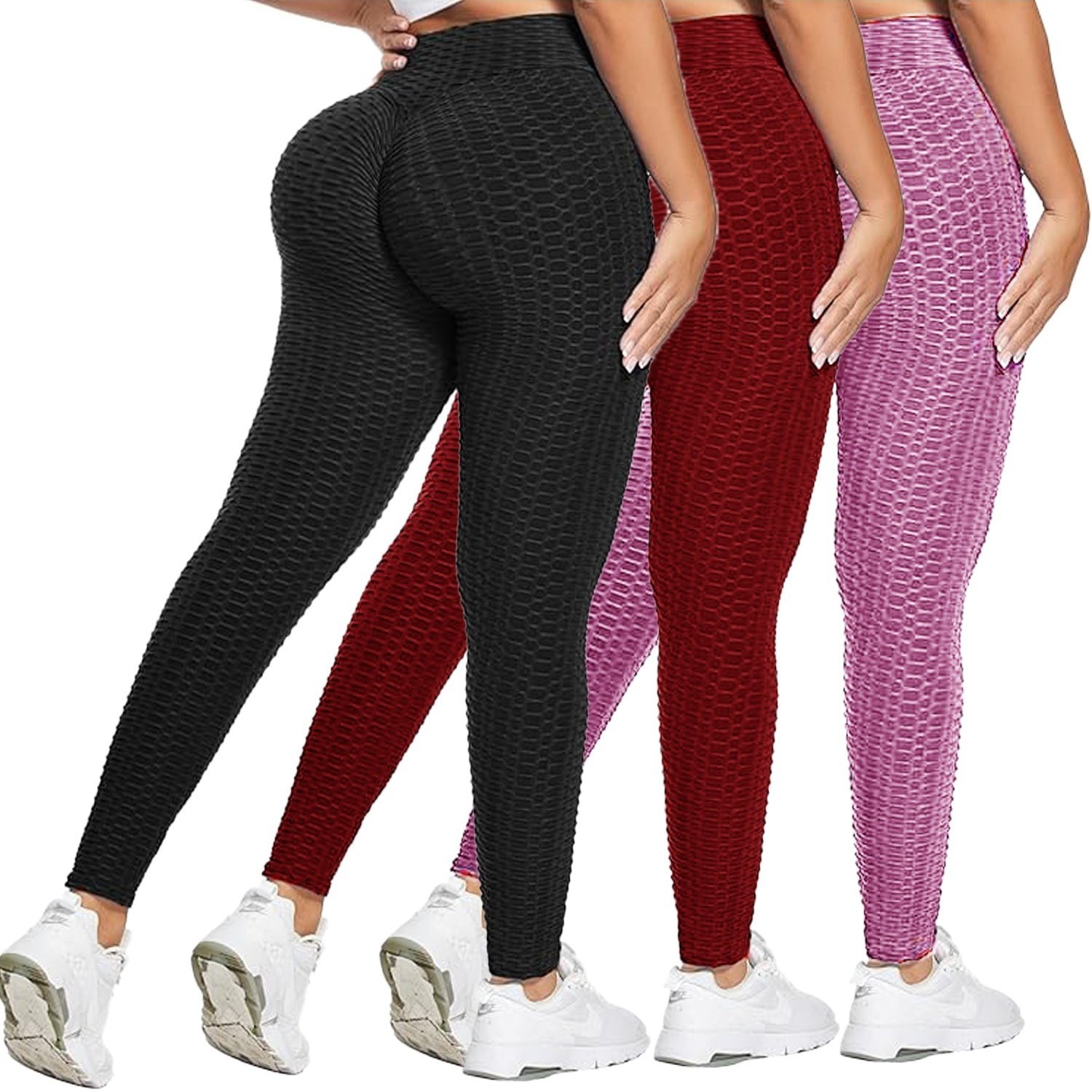 

Women's 3pc/bundle Butt Sculpting Tummy Control High Waist Leggings Pants Workout For Women Set Comfortable Set Exercise Tie Dye Breathable Sport Suit Short Activewear Outdoor Honeycomb Exerecise