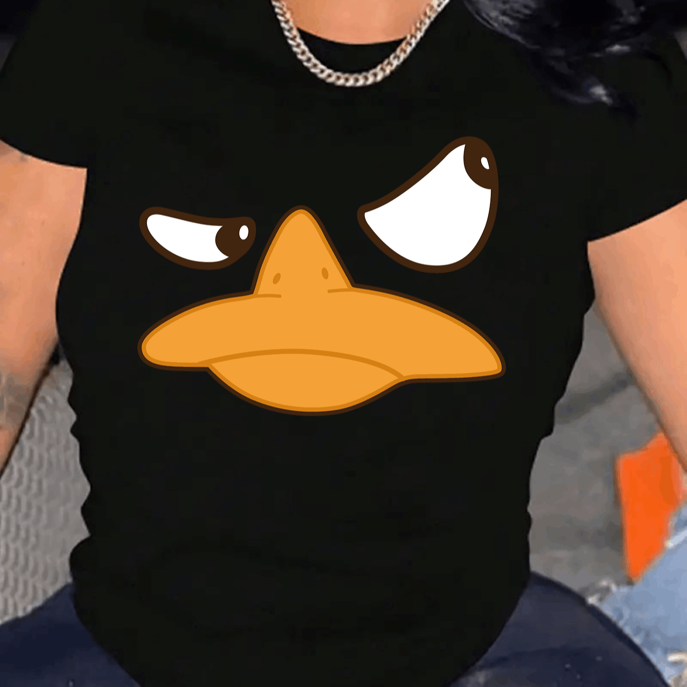 Duck Graphic Print T-shirt For Women Casual Short Sleeve Tee 1 Pcs 100% Heavy Cotton - Comfortable Crew Neck, Soft Adorable Tees Tops