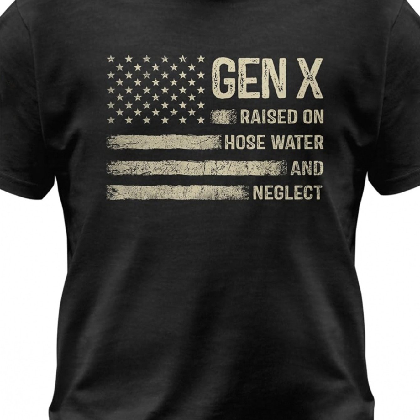 Men's Plus Size Vintage Retro American T-shirt - Raised On Hose Water And Distressed Look Casual Tee For Patriotic Style