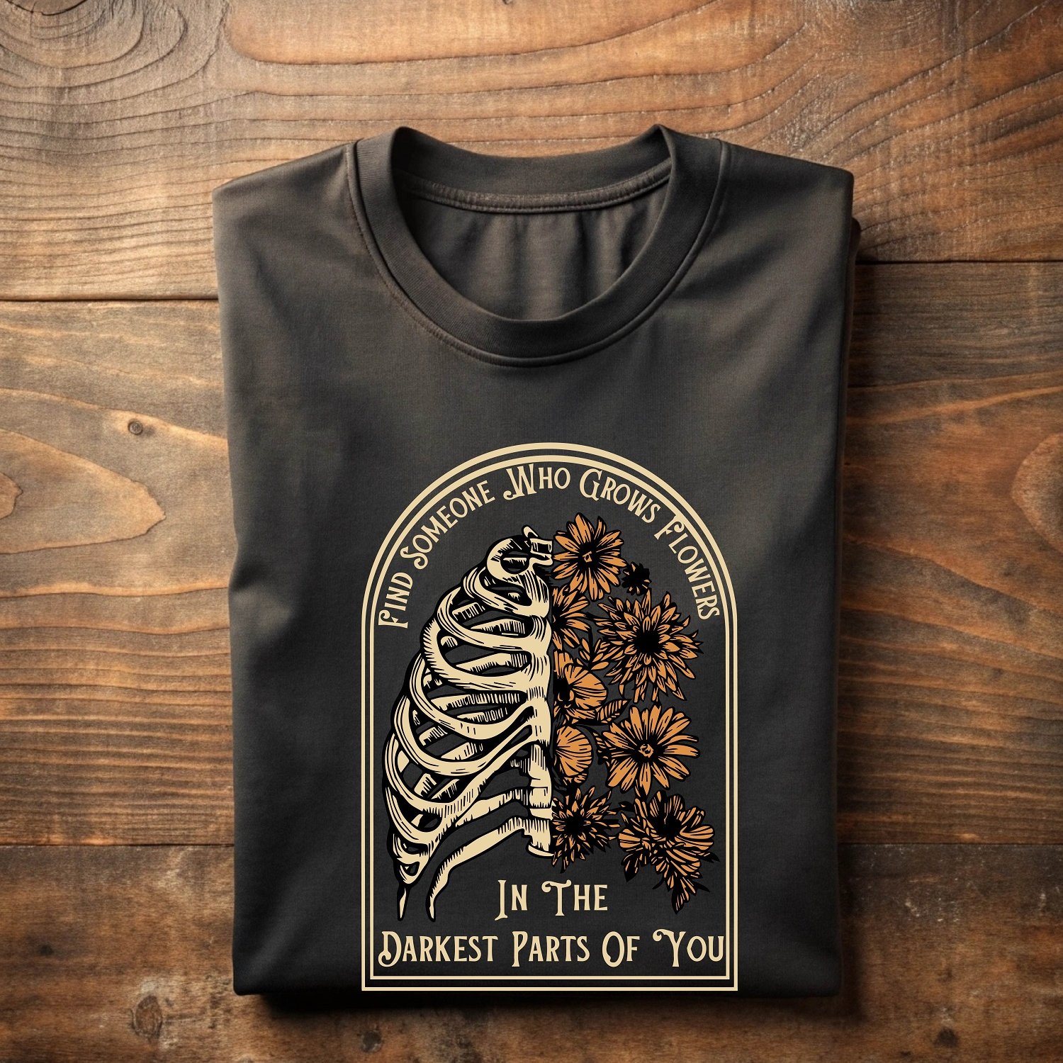 

At-80 Floral Skeleton T-shirt, Who Grows Flowers In The Darkest Parts Of You Tshirt, Cute Valentine's Day Shirt,