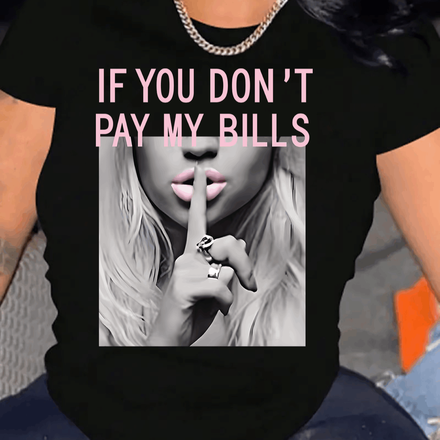 TEMU Don' My Bill T-shirt For Women Casual Short Sleeve Tee 1 Pcs 100% Heavy Cotton - Comfortable Crew Neck, Soft Adorable Tees Tops