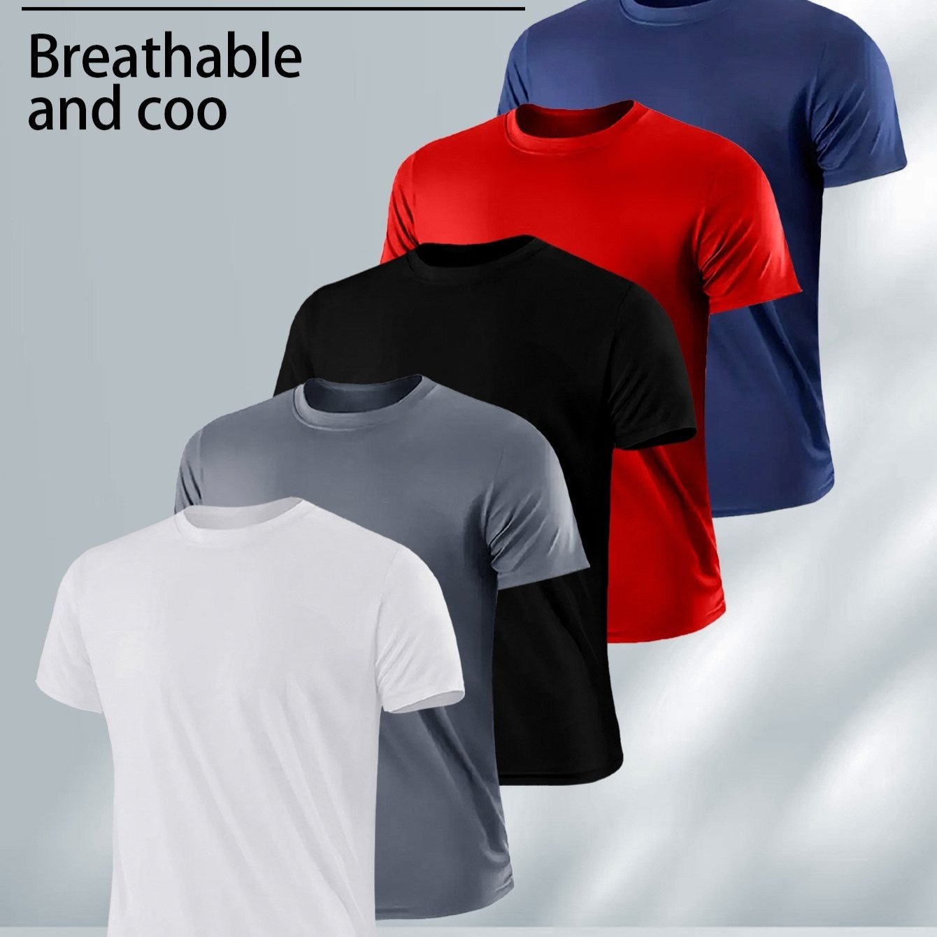 

Men' Breathable Quick Drying Fitness Casual Short Sleeved 5 Piece Set With Multiple Colors