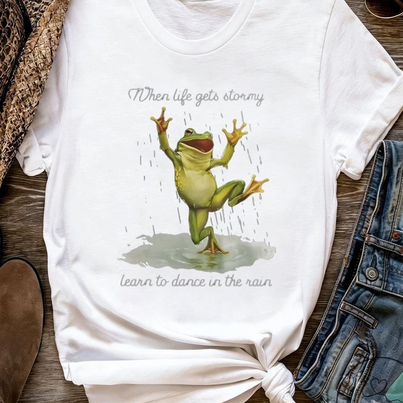 TEMU 100% Men's Women's Dancing In Rain Graphic Tee, Inspirational ' ' Short Sleeve T-shirt, Casual Summer Top