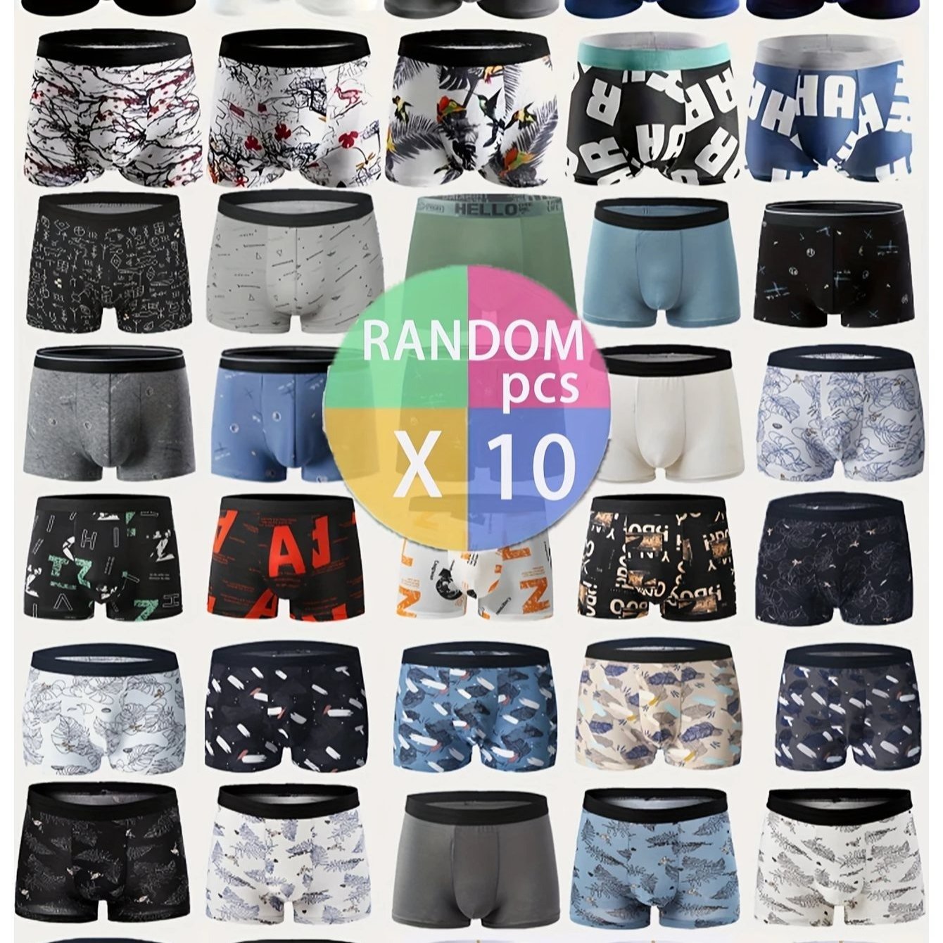 TEMU 10pcs Men&rsquo;s Underwear Set &ndash; Mixed Random Styles & Colors, Comfortable & Breathable Fabric, For Daily Wear, Sports Or Travel, Multi-pack Briefs