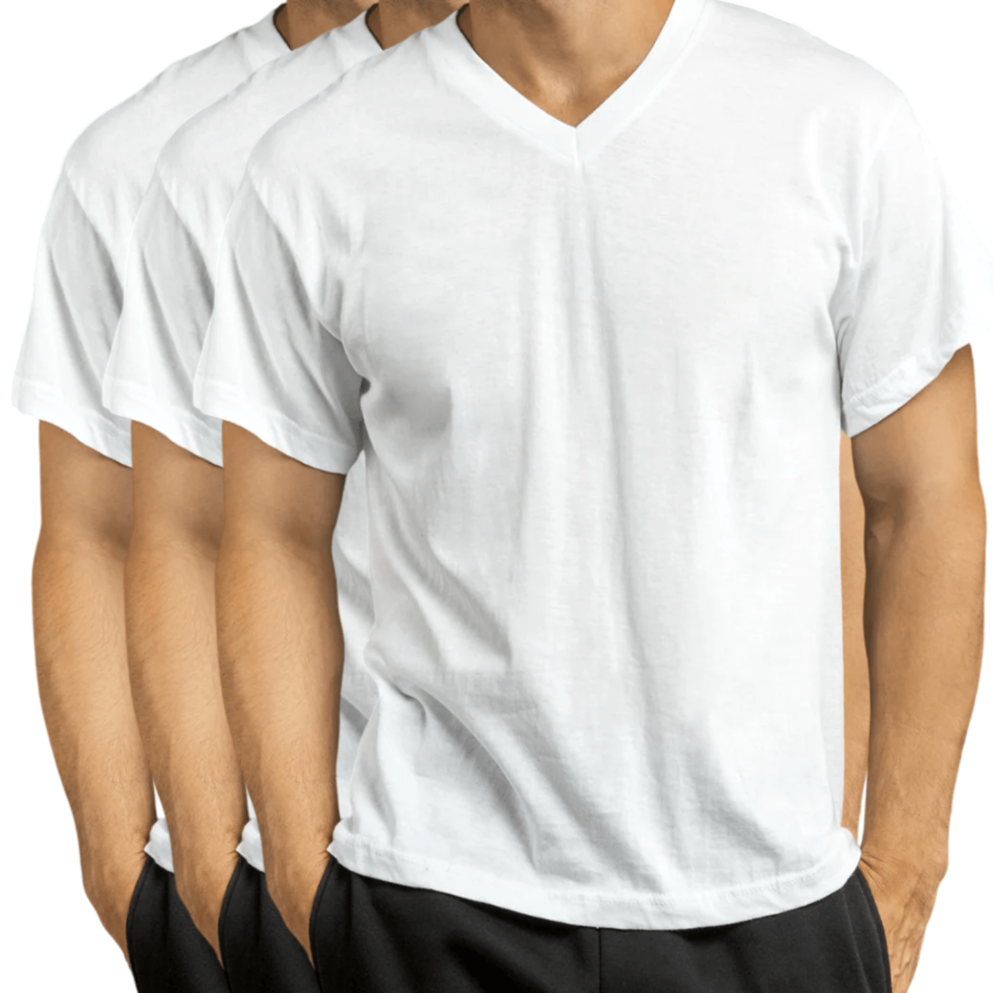 TEMU 3 Pack Men' 100% Cotton V Neck Short Sleeve T Shirt S-xl Basic Underwear Tee Regular & Plus Size, Basic Layering Tops, Cotton Workout Breathable Casual T-shirts