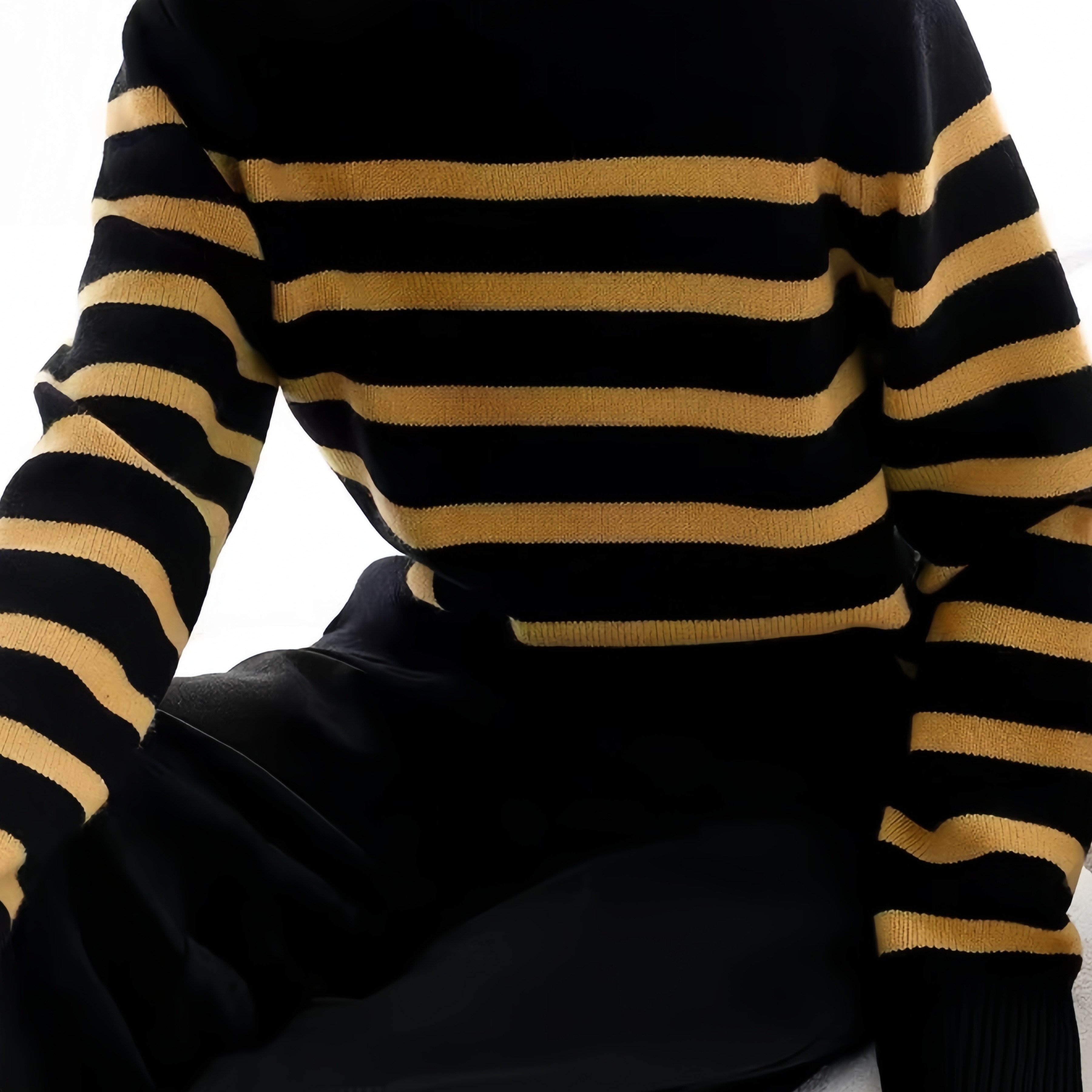 

Women's Striped Sweater Pullover Crewneck Ribbed Knit Long Sleeve Sweaters 2024 Pullover Sweater Tops