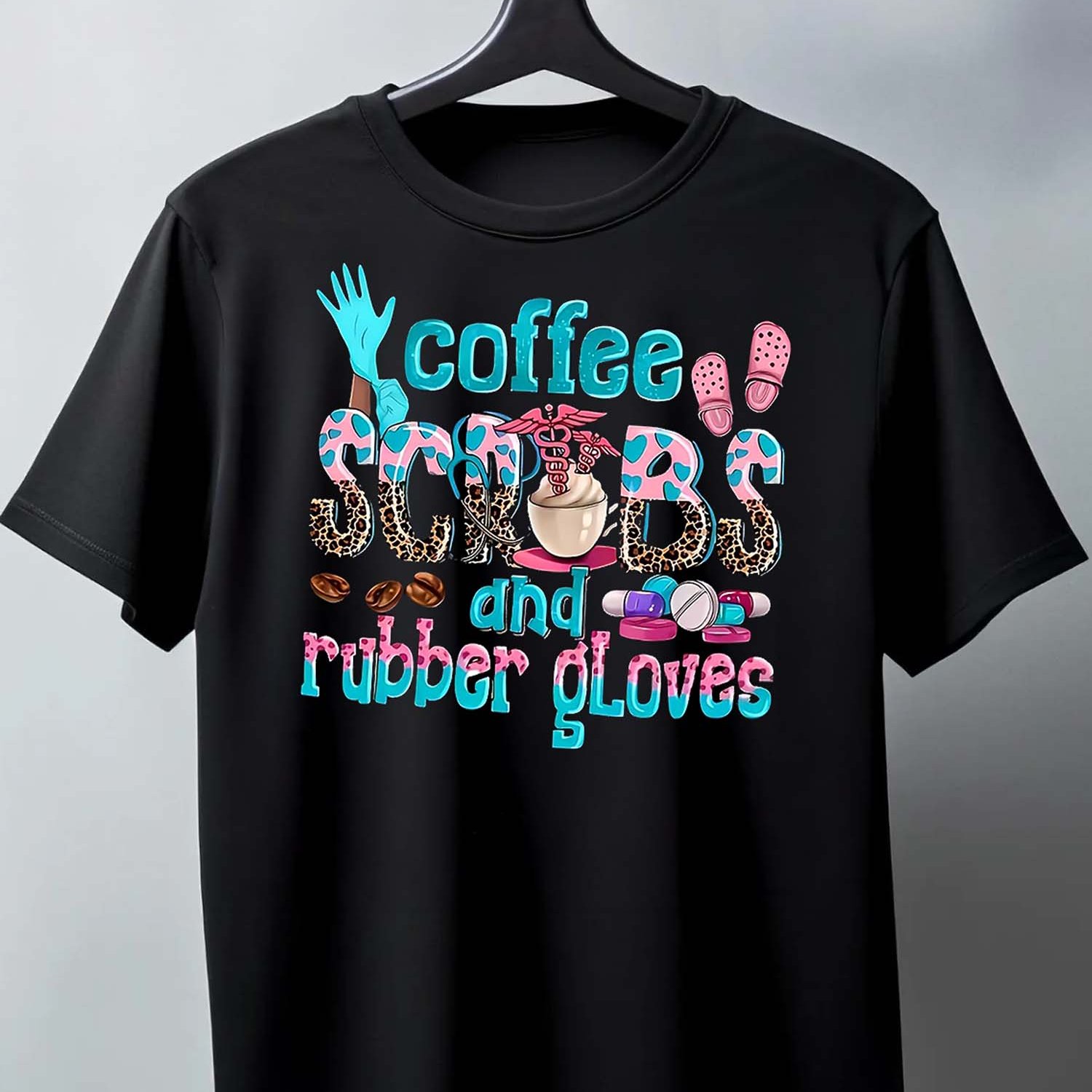 TEMU Coffee And Scrubs Funny Quote Mens T-shirt - Pure Cotton, Black