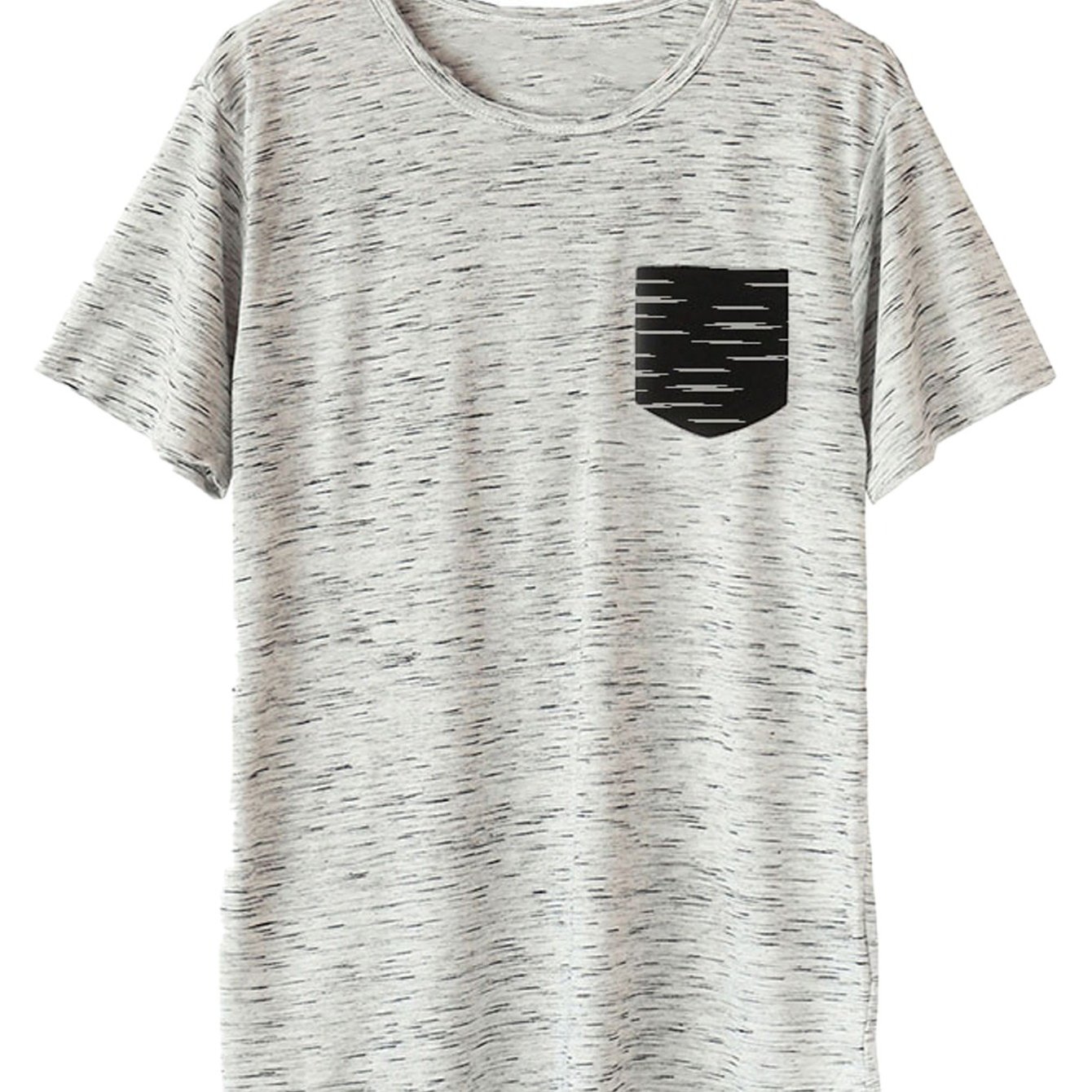 

Men's White Short-sleeve Shirt With Black Chest Pocket - Classic And Versatile