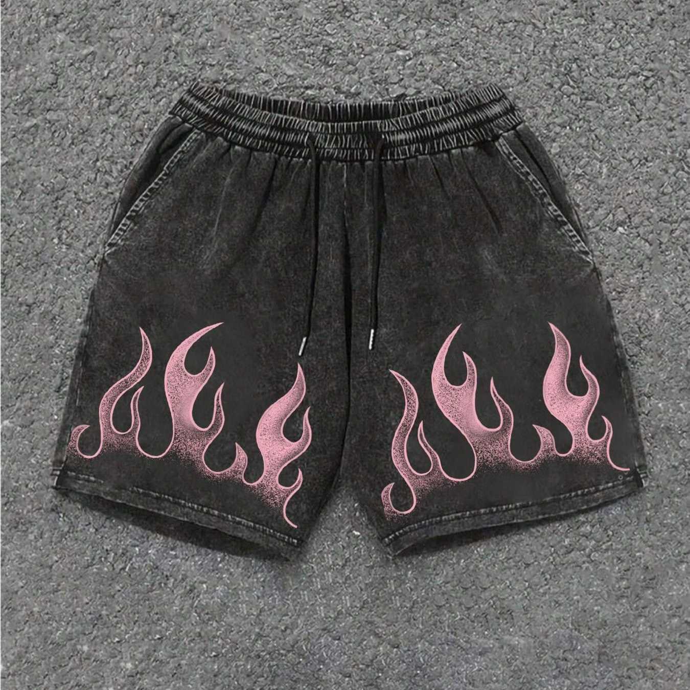 TEMU Streetwear Style, Men's Acid Washed Shorts, Print, Summer Casual Wear, Gift For Boyfriend