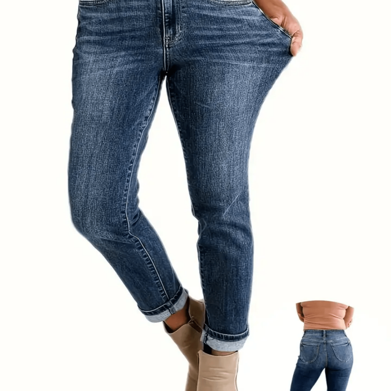 

Women's High-waisted Tight-fitting Stretch Plain Jeans Are A Casual Fashion Made From High-quality Fabrics, Offering Comfortable And Styles