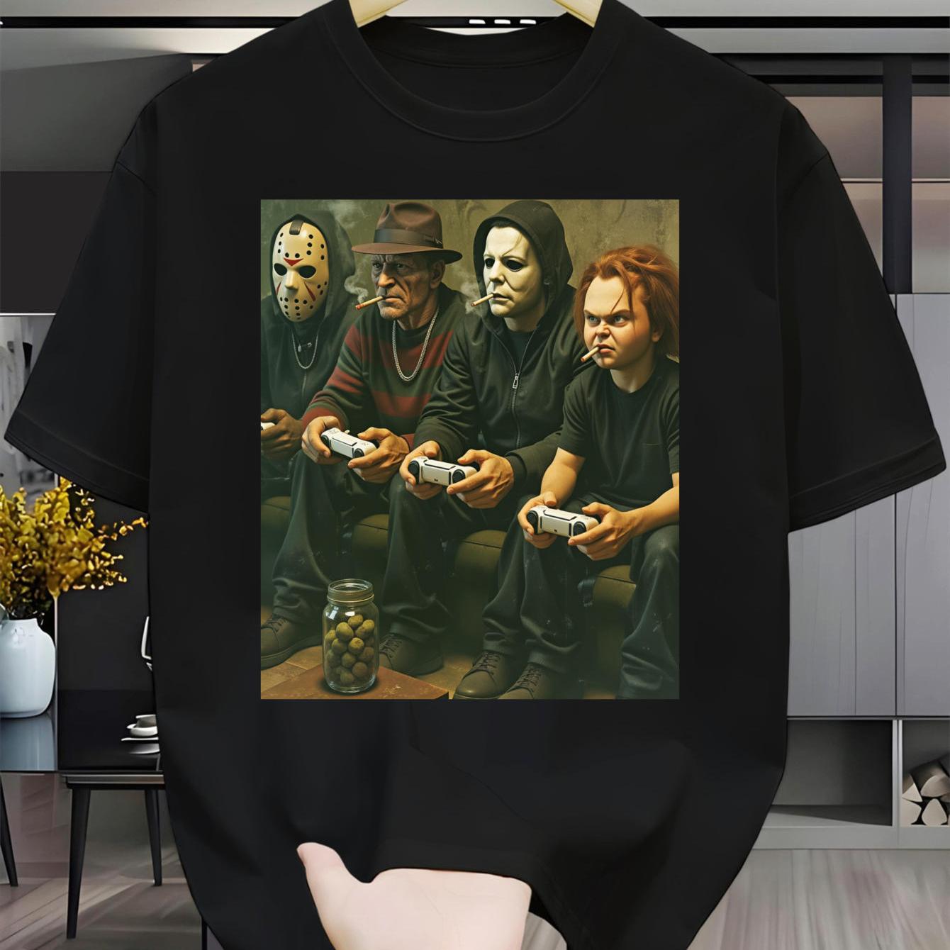 TEMU Playing Video Games Men's Casual Short-sleeve Crew Neck T-shirt Outdoor Short-sleeve Casual Breathable T-shirt High-quality Printed Crew Neck