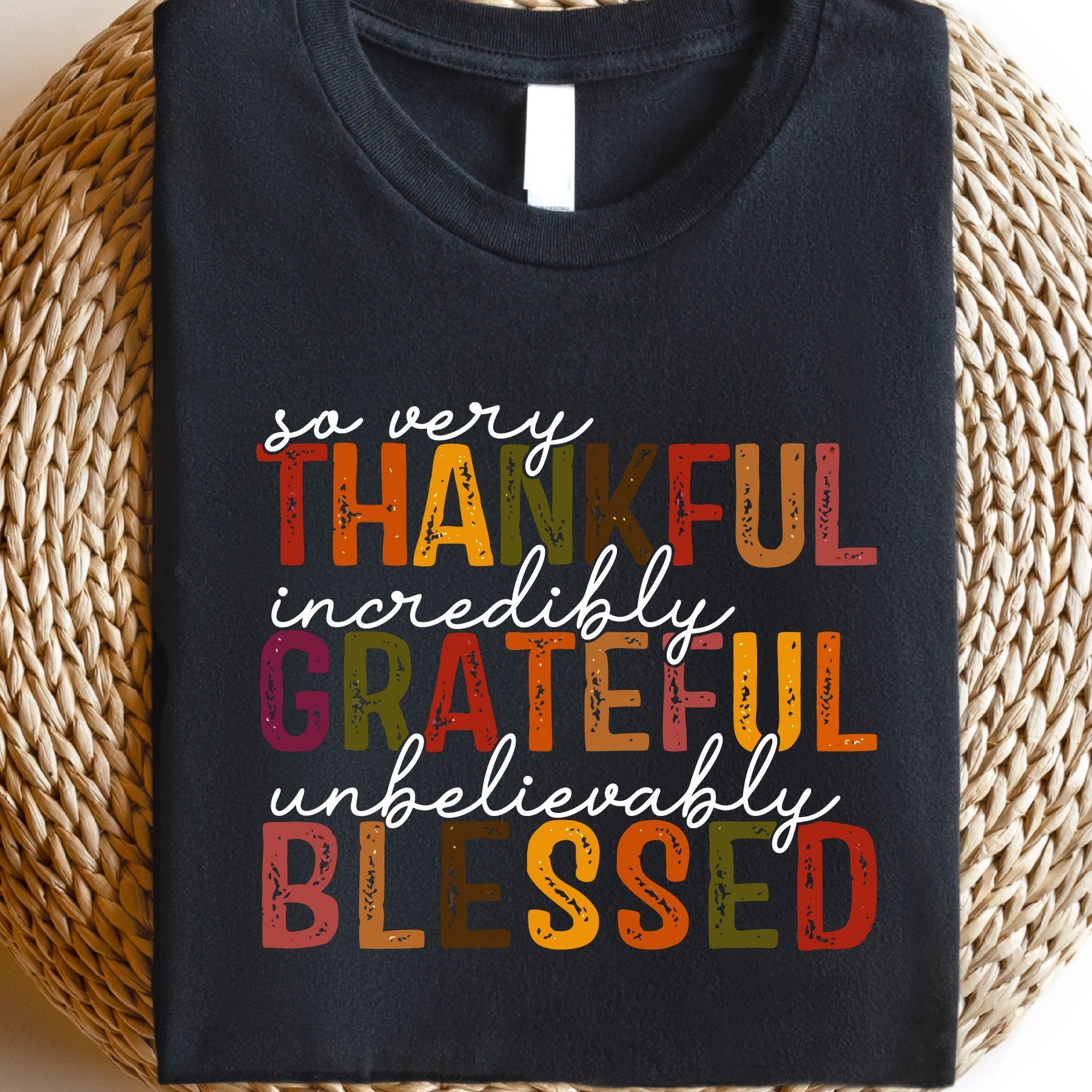 

Tt267 Thaknful Grateful Blessed Shirt, Thanksgiving Matching T-shirt, Gift For Fall Thanksgiving Lovers Tee, Family Thanksgiving Party Shirts