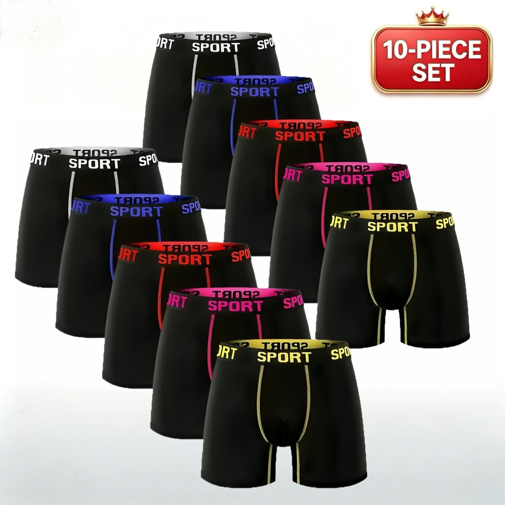 TEMU 10 Pieces Of Sports Men's Breathable Boxer Underwear - Comfortable And Stretchy, Solid Color, Casual Sports Underwear Random Color