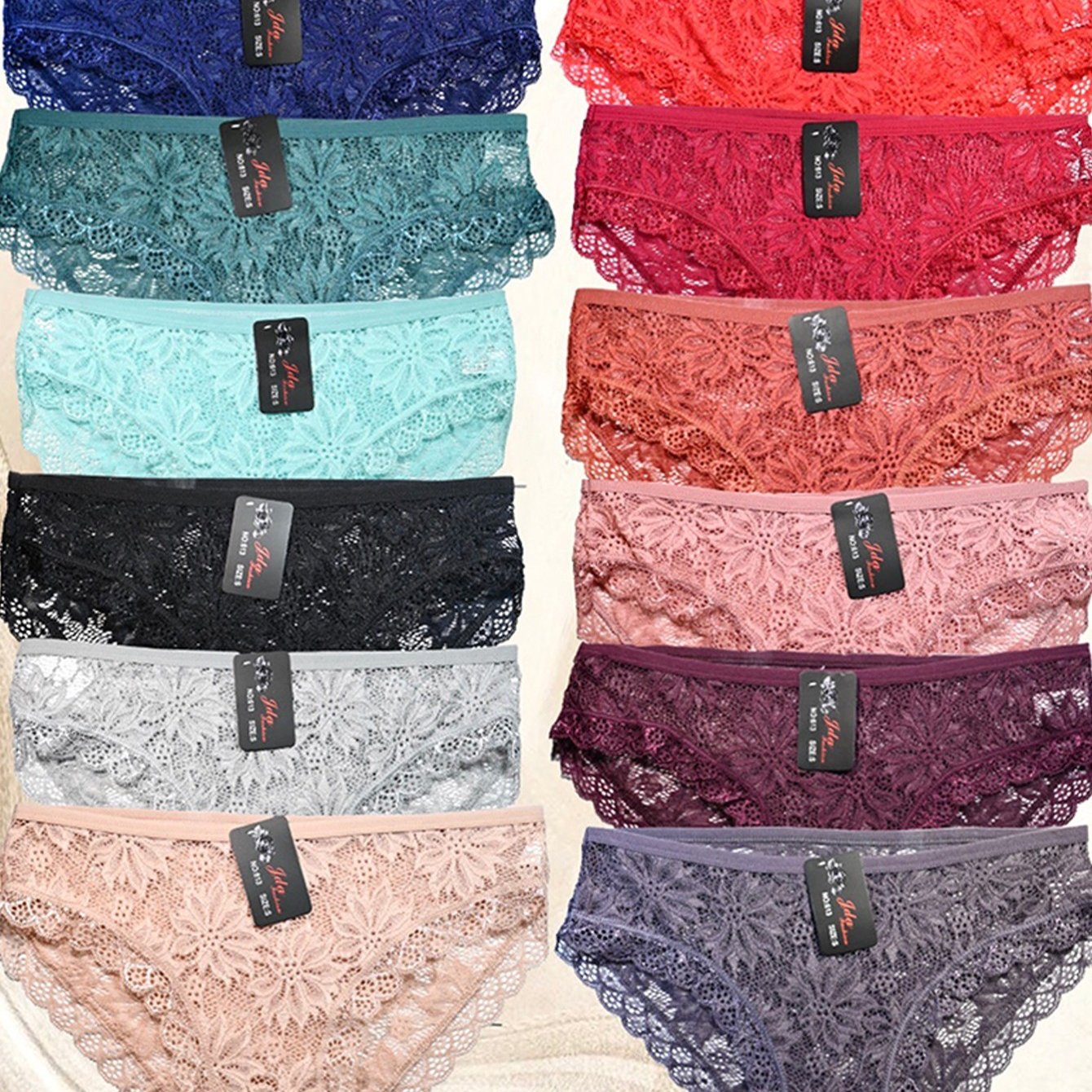 

12 Pack Women's Invisible Seamless Bikini Lace Underwear Half Back Coverage Panties