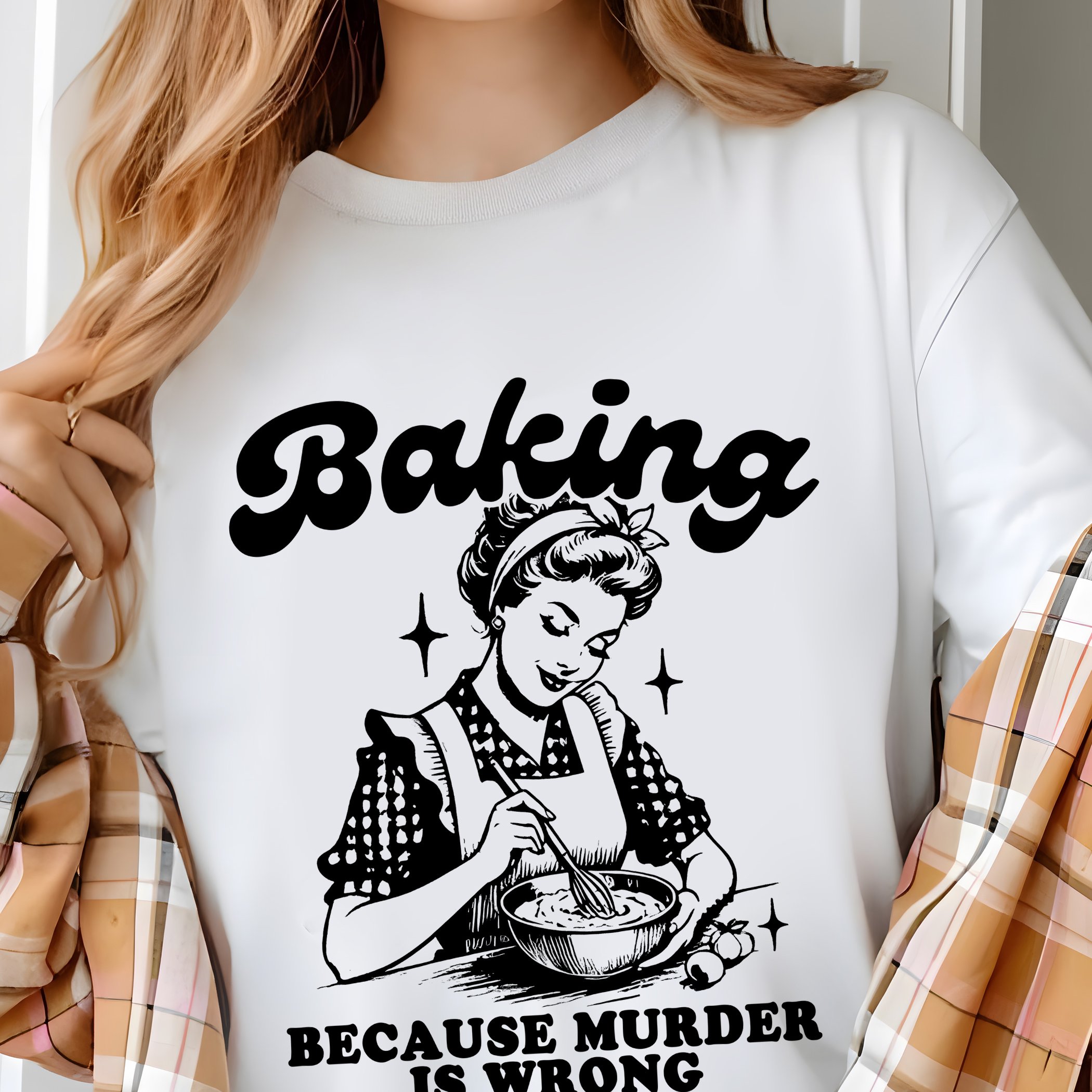 

Baking Murder Is Cotton T-shirt - Relaxed Fit, Classic Crew Neckline, Short Sleeves For Comfort - Spring And Summer Season, Ideal For Casual And , For Women, Trendy And Fashionable Apparel