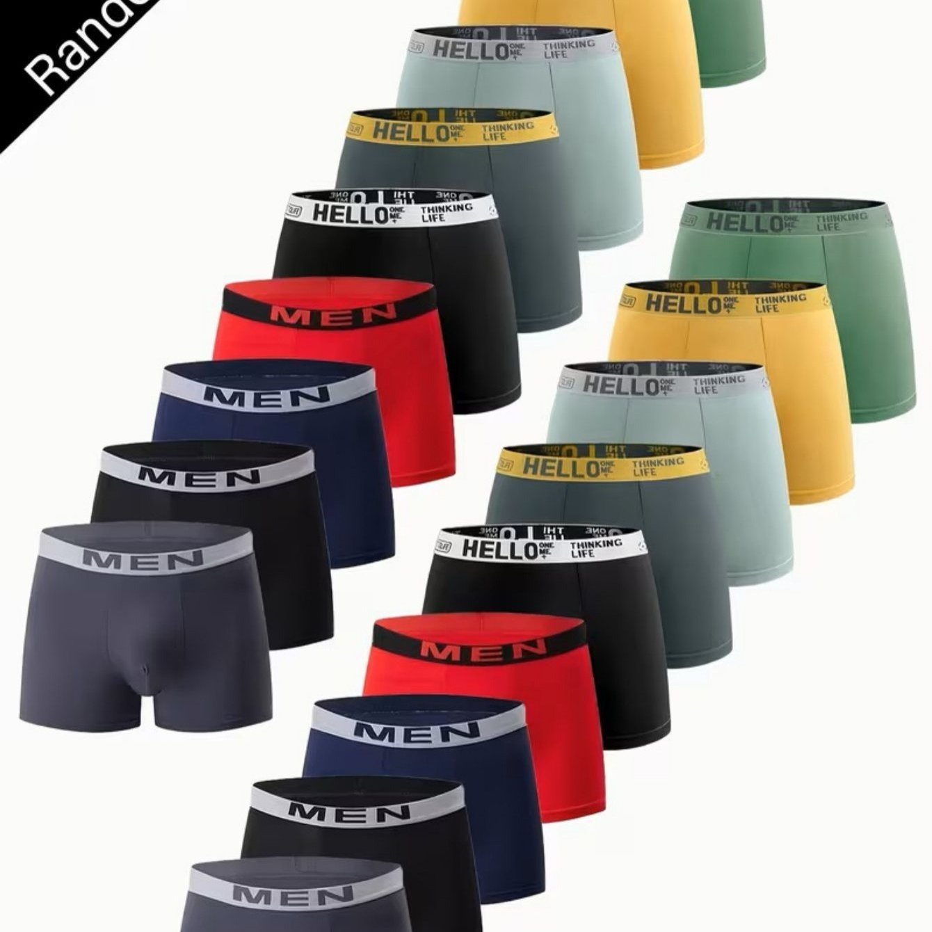 TEMU 10 Pack Random Men&rsquo;s Boxer Briefs Underwear, Assorted Colors Soft Breathable Stretch Underwear Multipack, Comfortable Loose Fit Boxer Shorts For Daily Wear & Sports