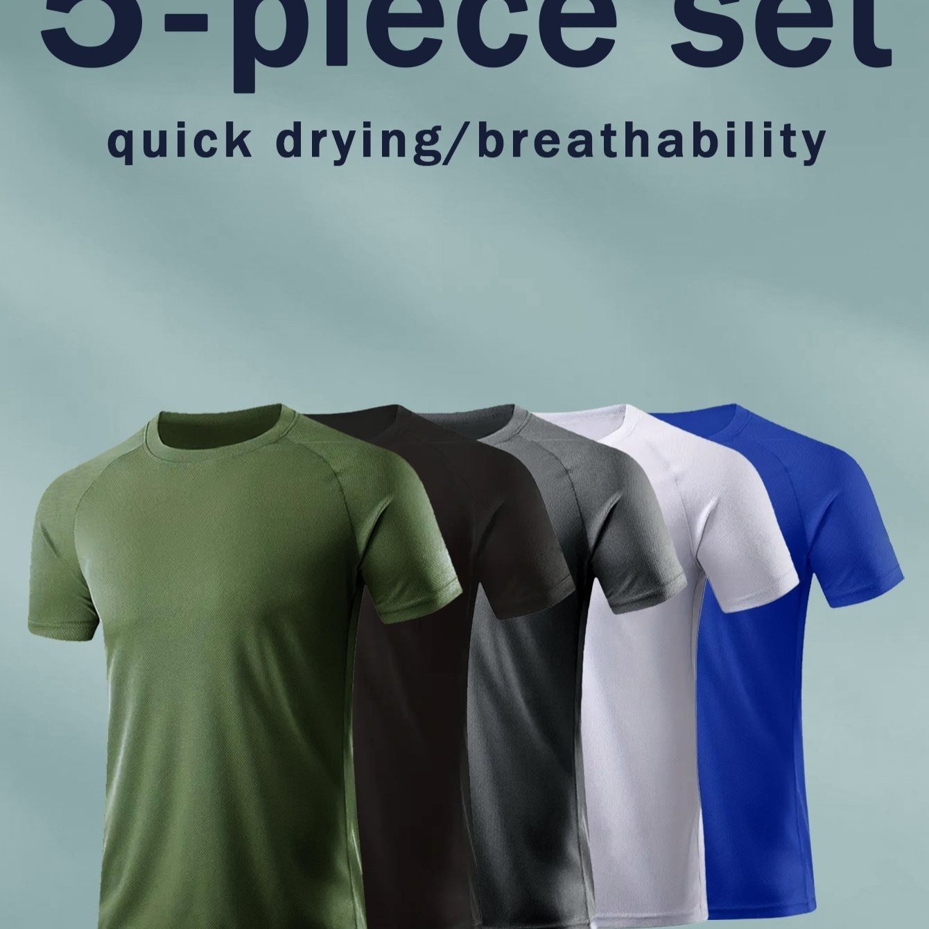 

T-shirt In A Pack Of 5，men' Lightweight Quick Drying Crew Neck Mesh Short Sleeve - Moisture-wicking, Breathable, Soft And Comfortable, Suitable For Summer Casual , Sports, Fitness, Gym And Training