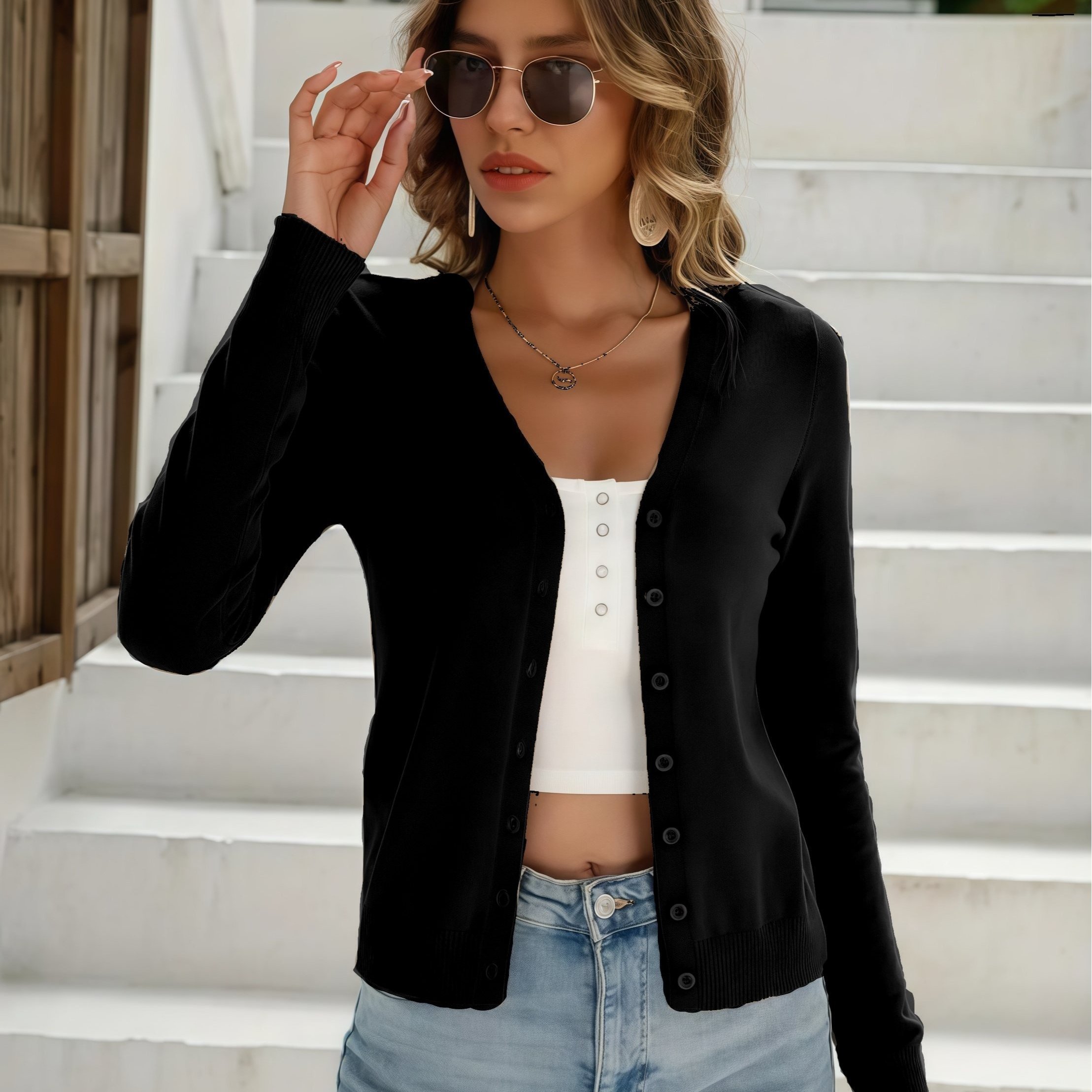 

Women's Cardigan Sweater 2024 Autumn Fashion Oversized Lightweight Sweater Knitted Work Jacket Clothing